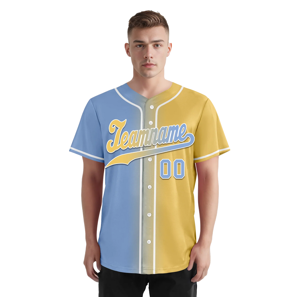 Custom Blue Yellow Gradient Fashion Personalized Authentic Baseball Jersey BSBJ01-D0a7079 - Coolcustomize