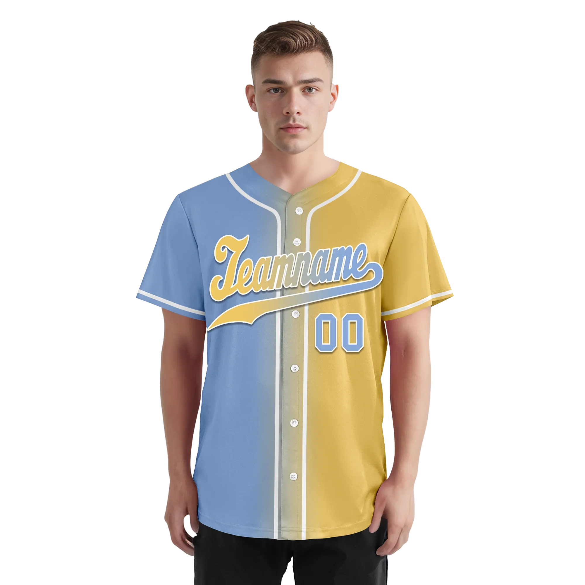 Custom Blue Yellow Gradient Fashion Personalized Authentic Baseball Jersey BSBJ01-D0a7079 - Coolcustomize