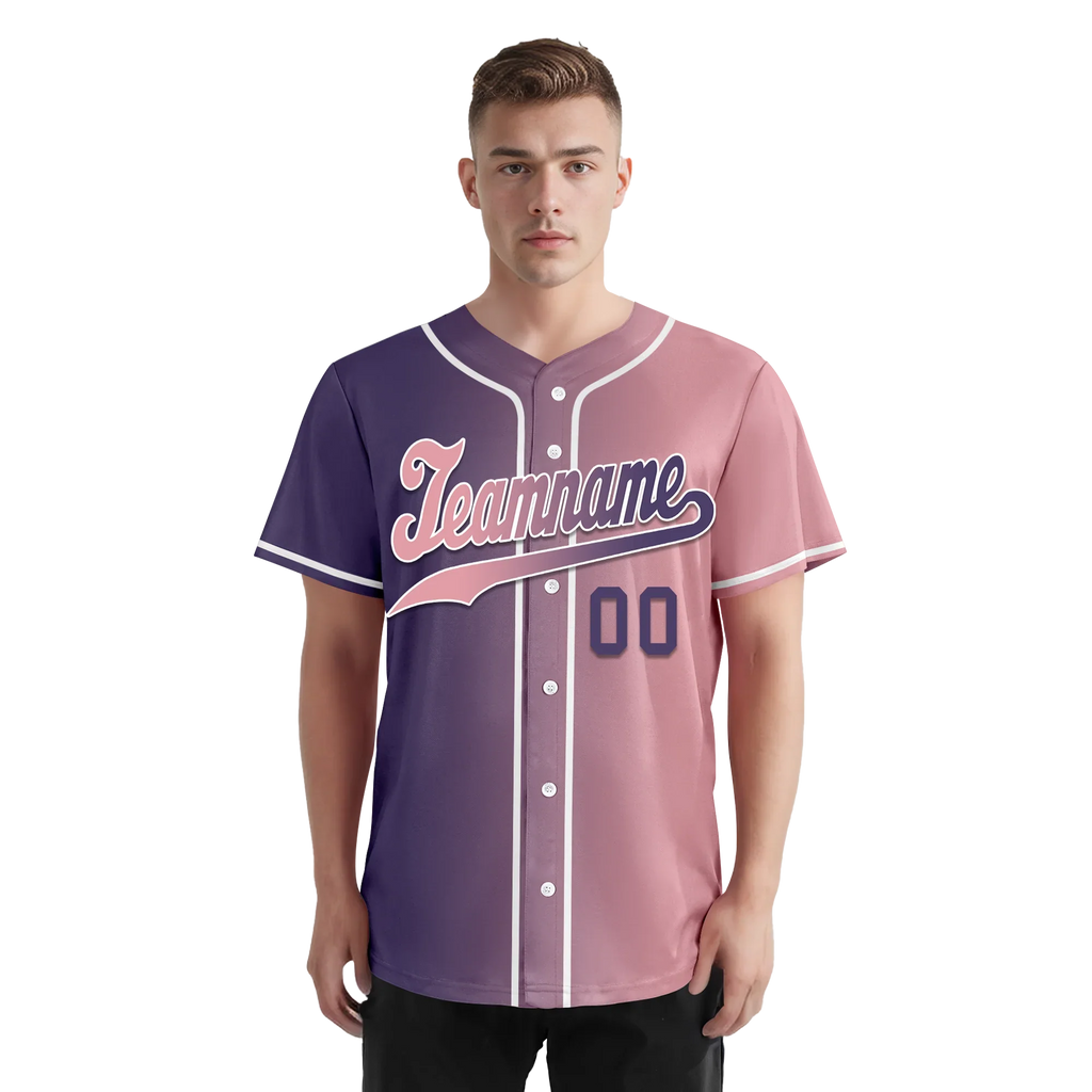 Custom Purple Pink Gradient Fashion Personalized Authentic Baseball Jersey BSBJ01-D0a7a0e - Coolcustomize