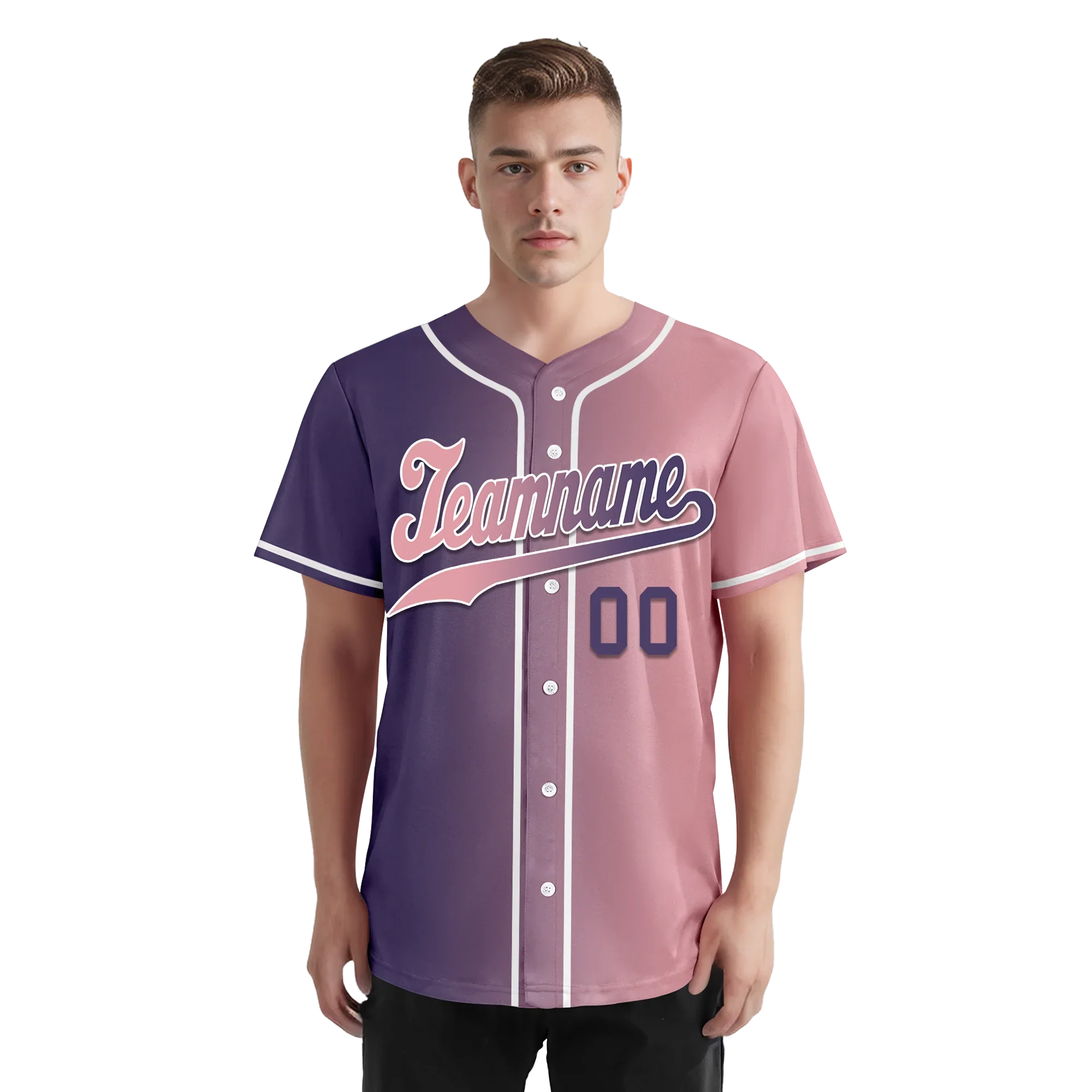 Custom Purple Pink Gradient Fashion Personalized Authentic Baseball Jersey BSBJ01-D0a7a0e - Coolcustomize