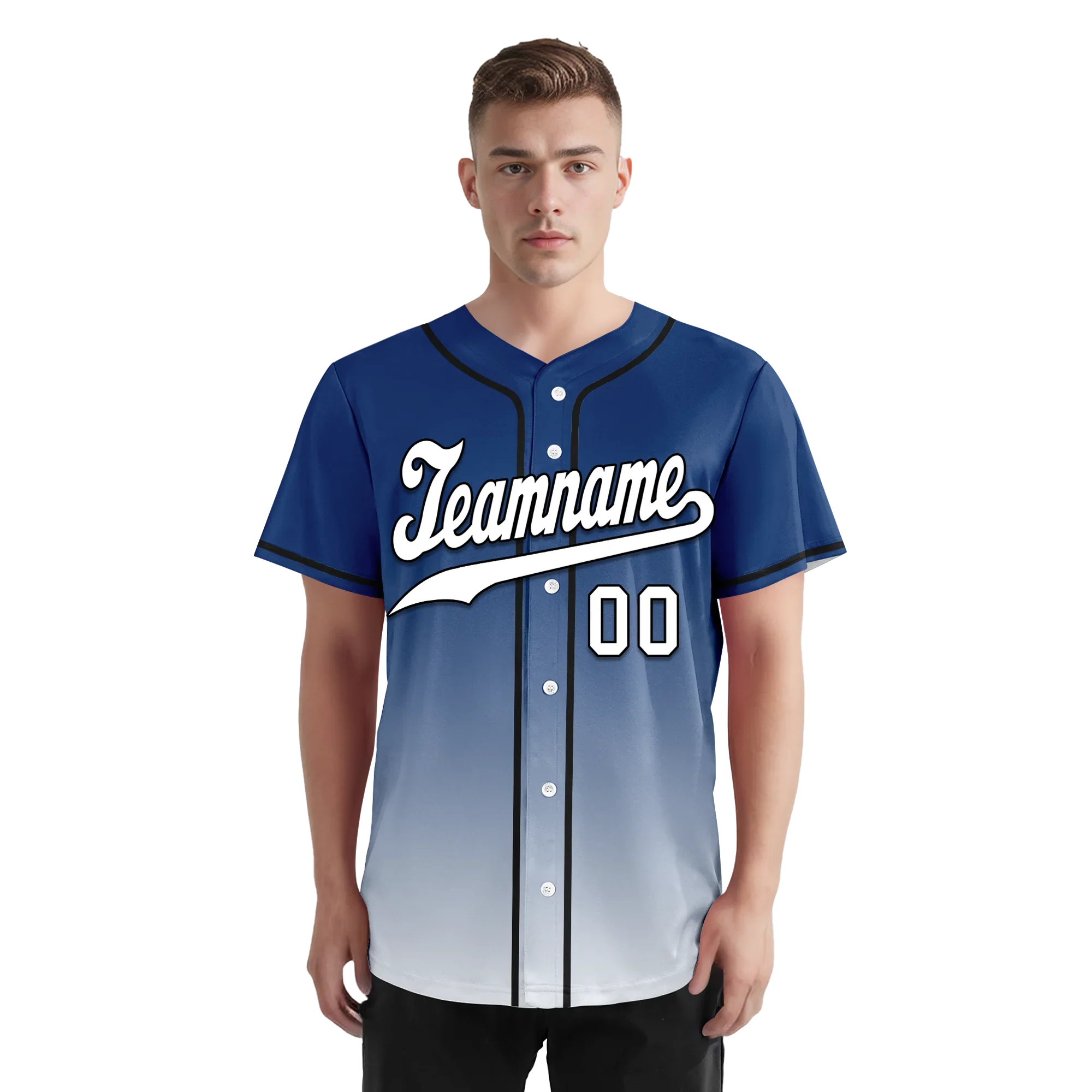 Custom Blue White Fade Fashion Personalized Authentic Baseball Jersey BSBJ01-D0a70db - Coolcustomize