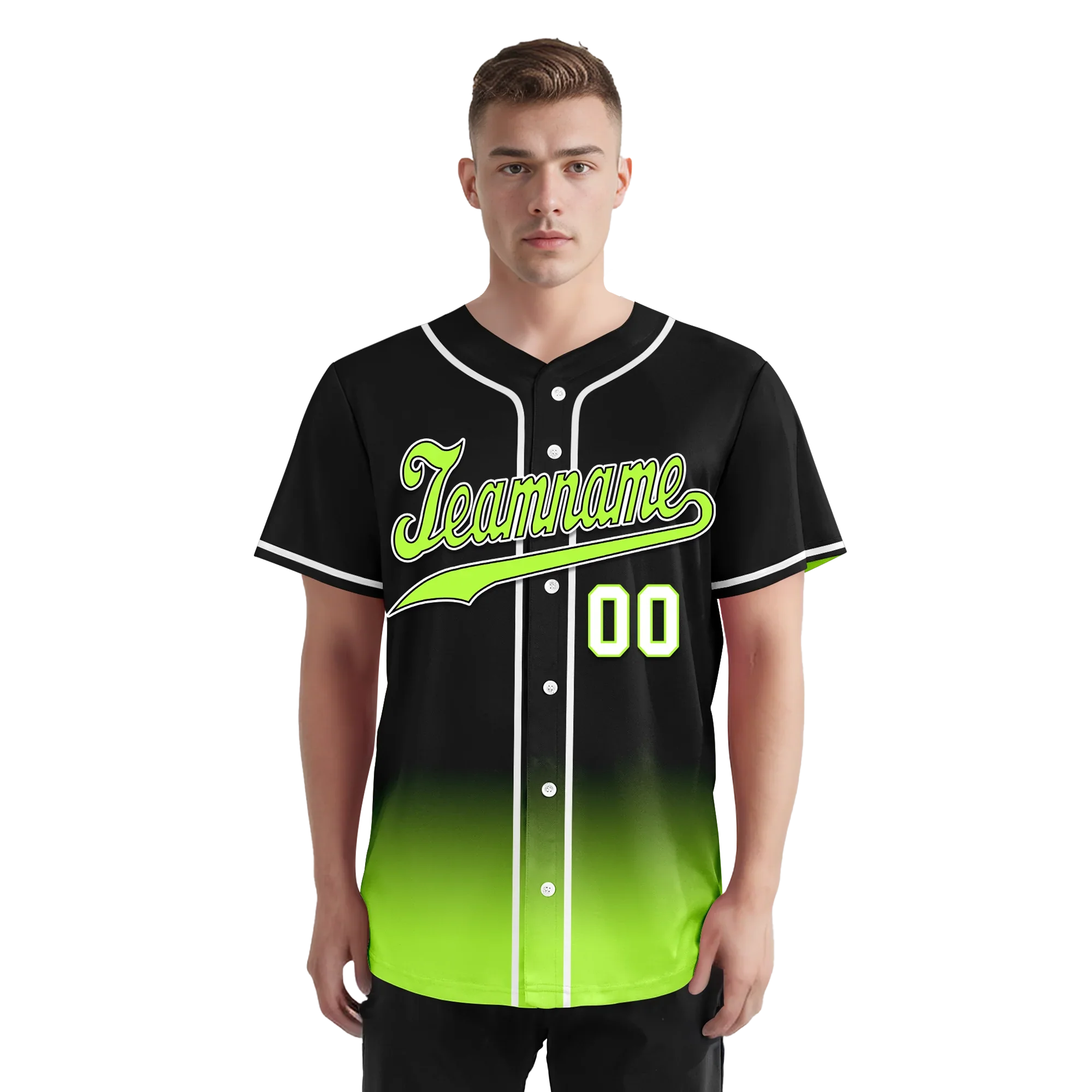Custom Black Green Fade Fashion Personalized Authentic Baseball Jersey BSBJ01-D0a70e7 - Coolcustomize