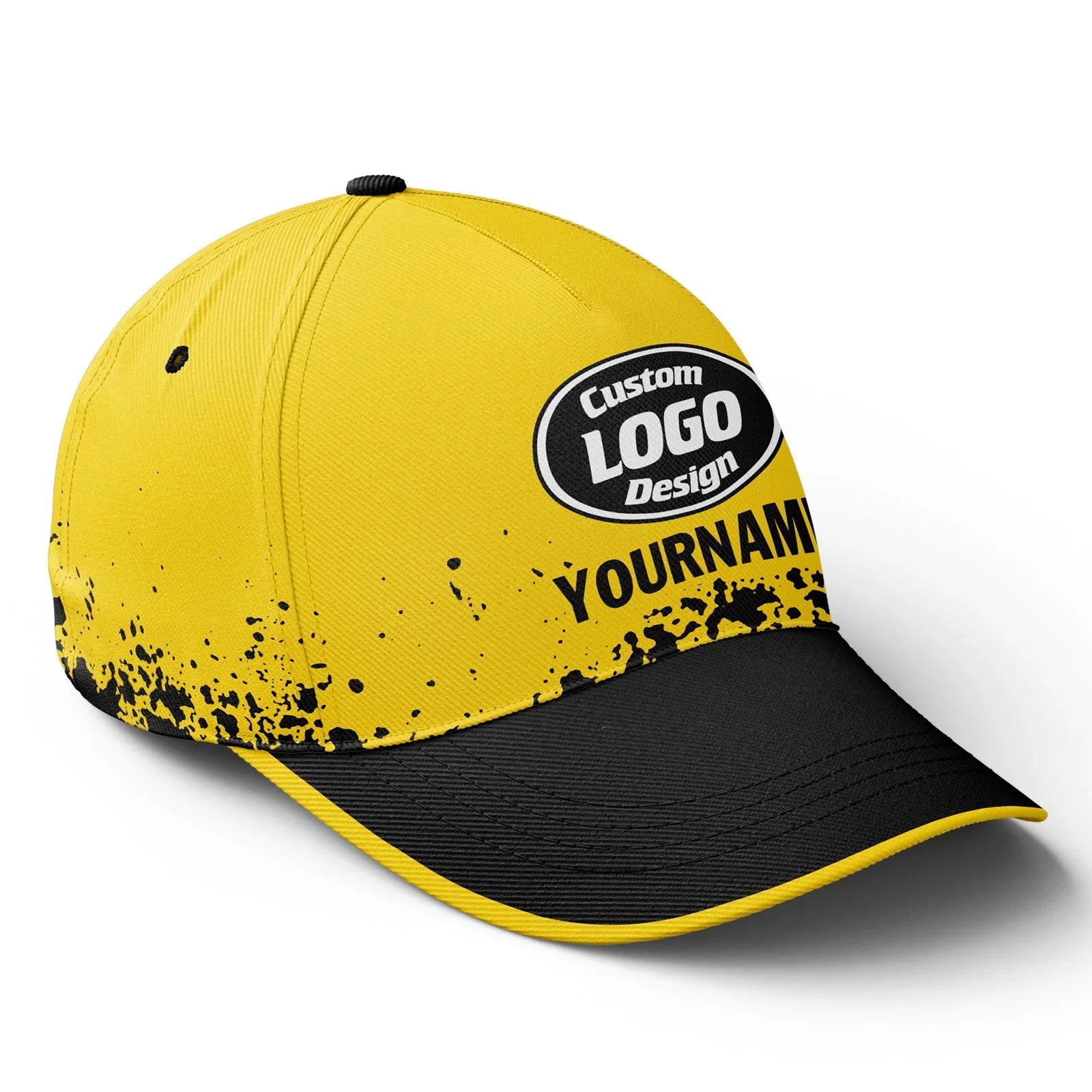 Custom Black Yellow Hat Sport Design Cap Stitched Adjustable Personalized YW061-D020231-7 - Coolcustomize
