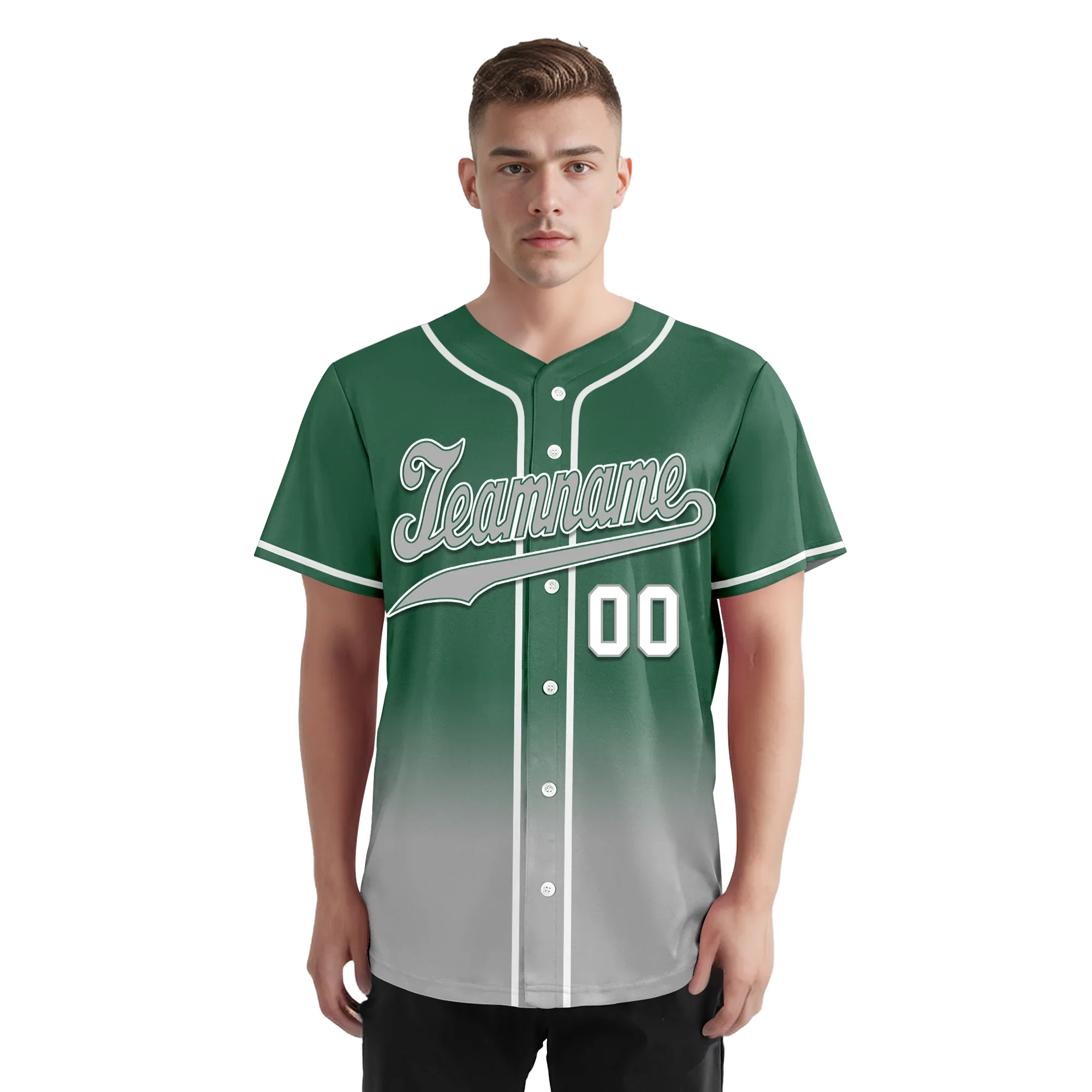Custom Green Grey Fade Fashion Personalized Authentic Baseball Jersey BSBJ01-D0a70c9 - Coolcustomize
