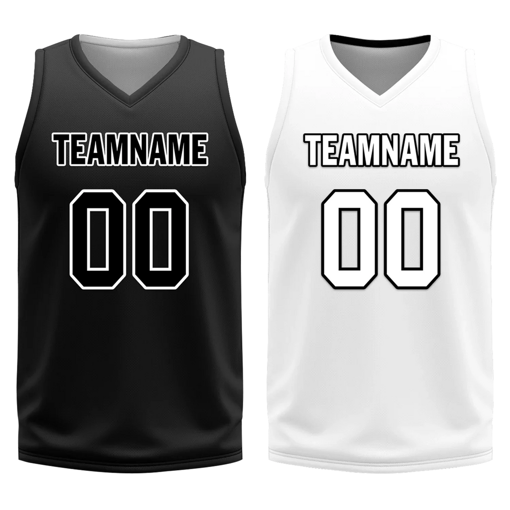 Custom Black White Classic Style Reversible Basketball Uniform Personalized Ordinary BBJR-D017007 - Coolcustomize
