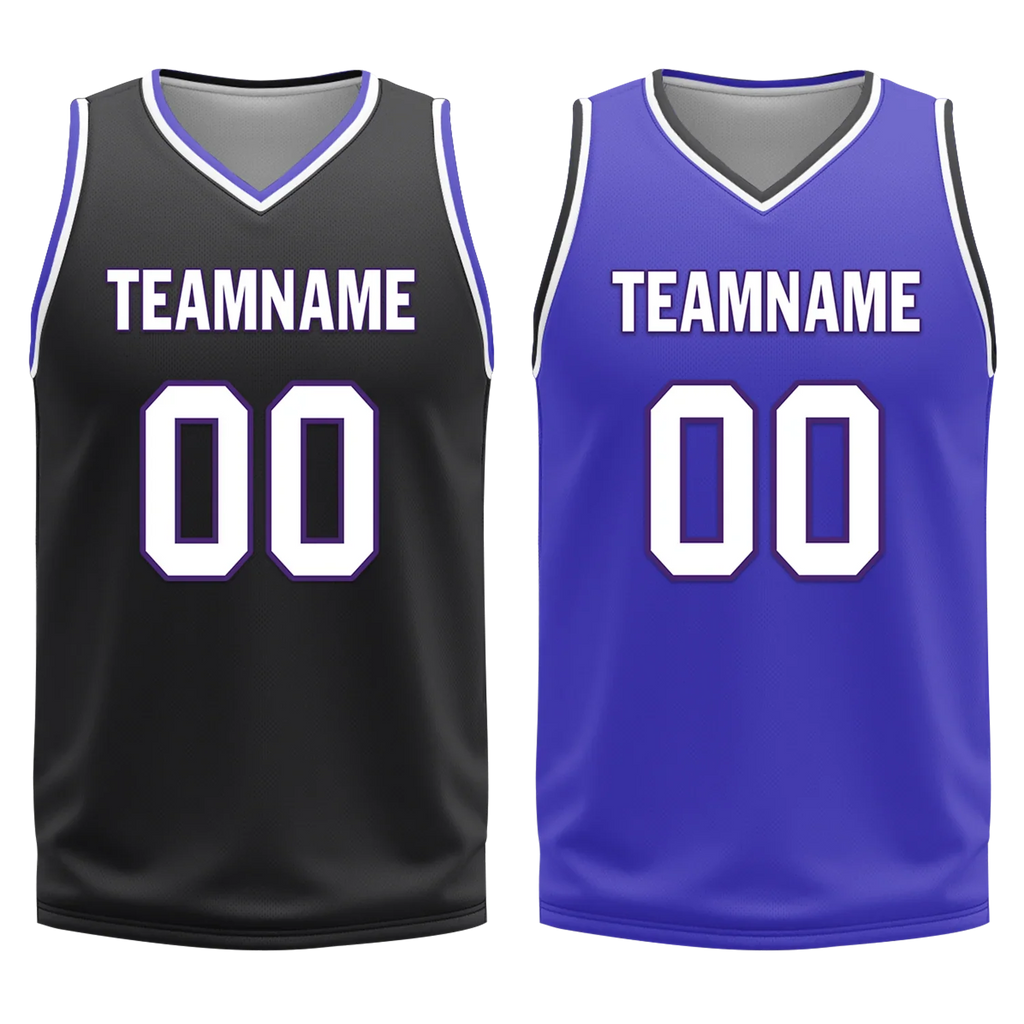 Custom Black Blue Classic Style Reversible Basketball Uniform Personalized Ordinary BBJR-D017036 - Coolcustomize