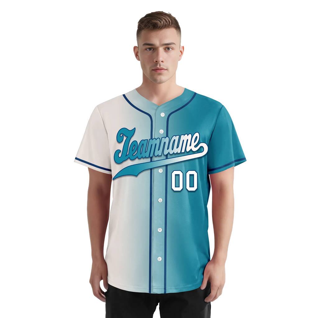 Custom White Blue Gradient Fashion Personalized Authentic Baseball Jersey BSBJ01-D0a7ab0 - Coolcustomize