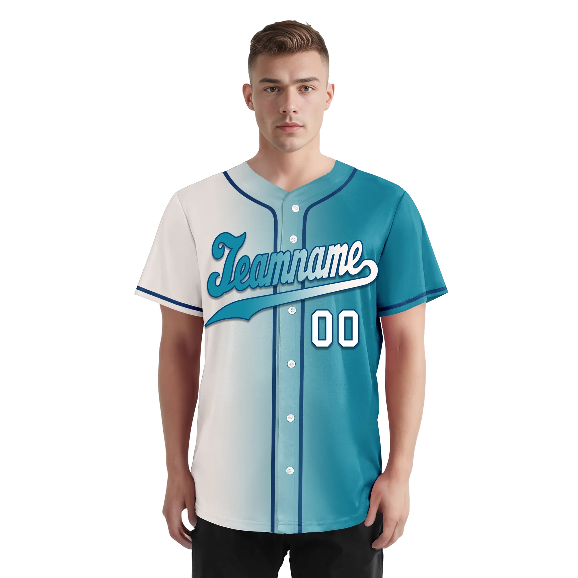 Custom White Blue Gradient Fashion Personalized Authentic Baseball Jersey BSBJ01-D0a7ab0 - Coolcustomize