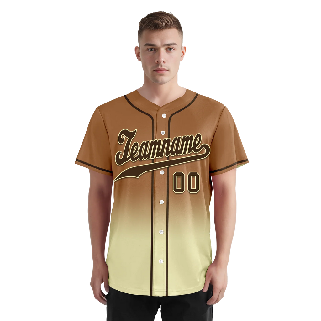 Custom Brown Yellow Fade Fashion Personalized Authentic Baseball Jersey BSBJ01-D0a70ff - Coolcustomize