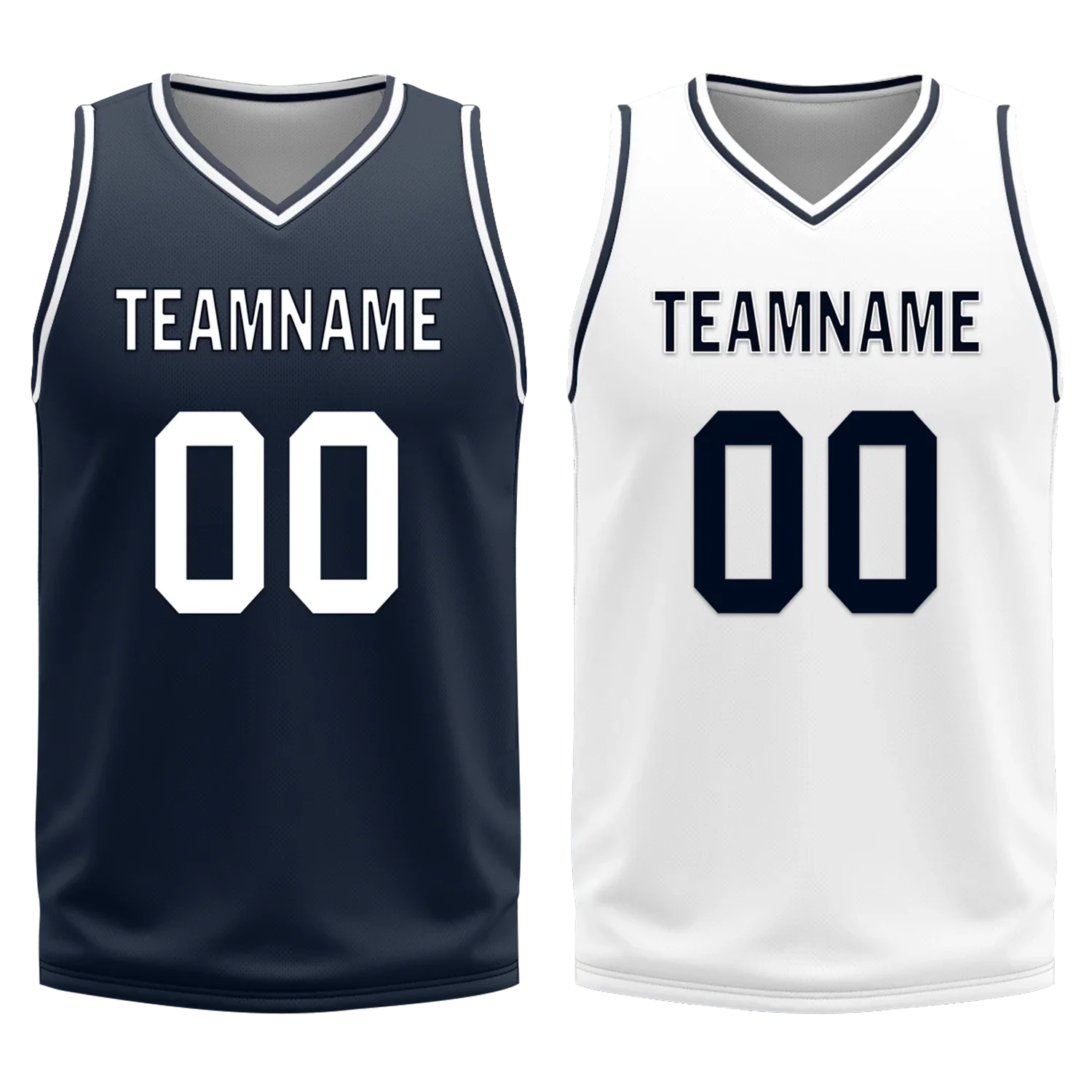 Custom Blue White Classic Style Reversible Basketball Uniform Personalized COOLMAX BBJR-D017056 - Coolcustomize
