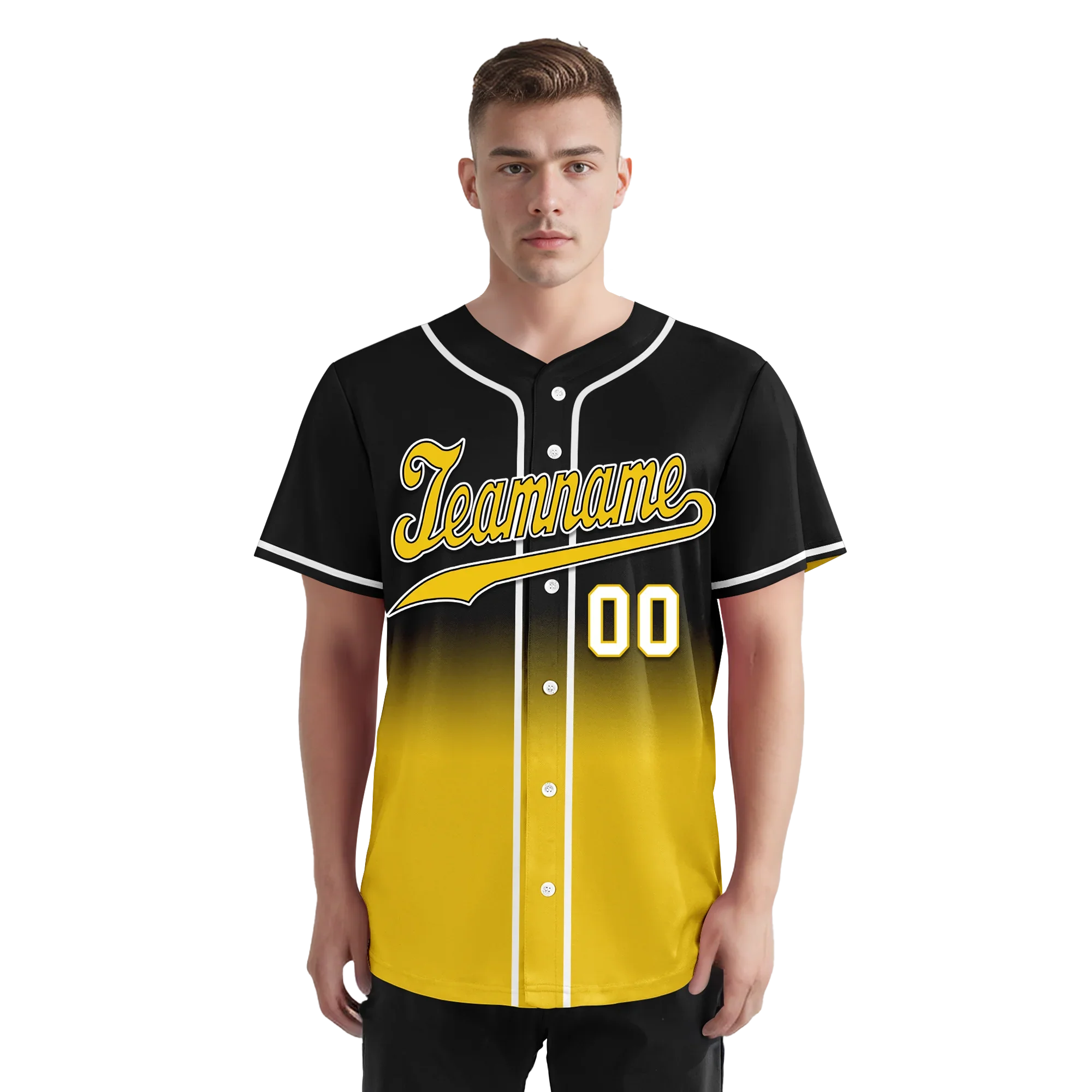 Custom Black Yellow Fade Fashion Personalized Authentic Baseball Jersey BSBJ01-D0a70cc - Coolcustomize