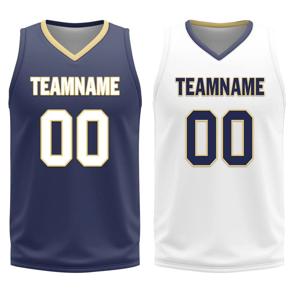 Custom Blue White Classic Style Reversible Basketball Uniform Personalized Ordinary BBJR-D017050 - Coolcustomize