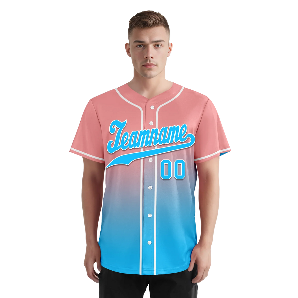 Custom Pink Blue Fade Fashion Personalized Authentic Baseball Jersey BSBJ01-D0a70f8 - Coolcustomize