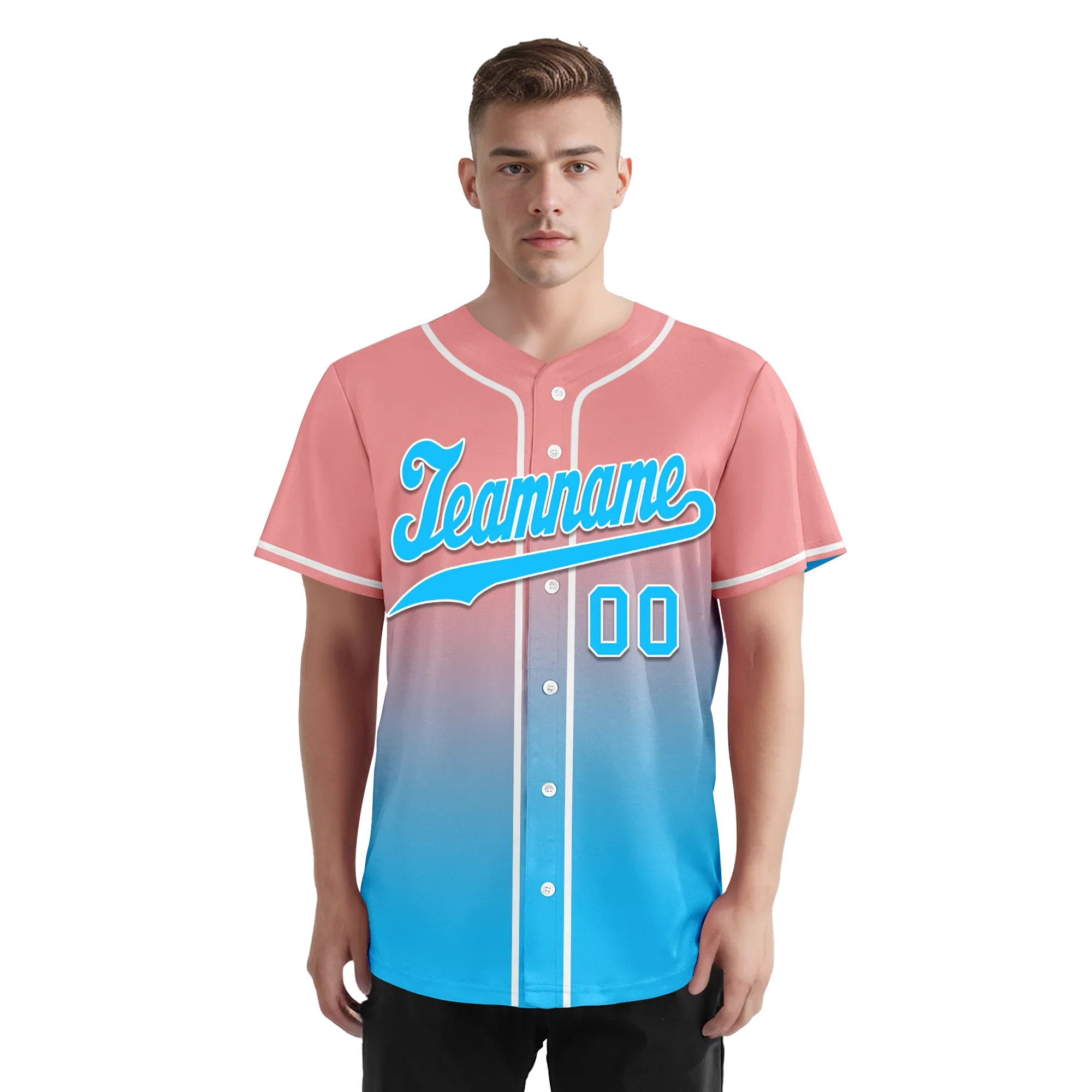 Custom Pink Blue Fade Fashion Personalized Authentic Baseball Jersey BSBJ01-D0a70f8 - Coolcustomize