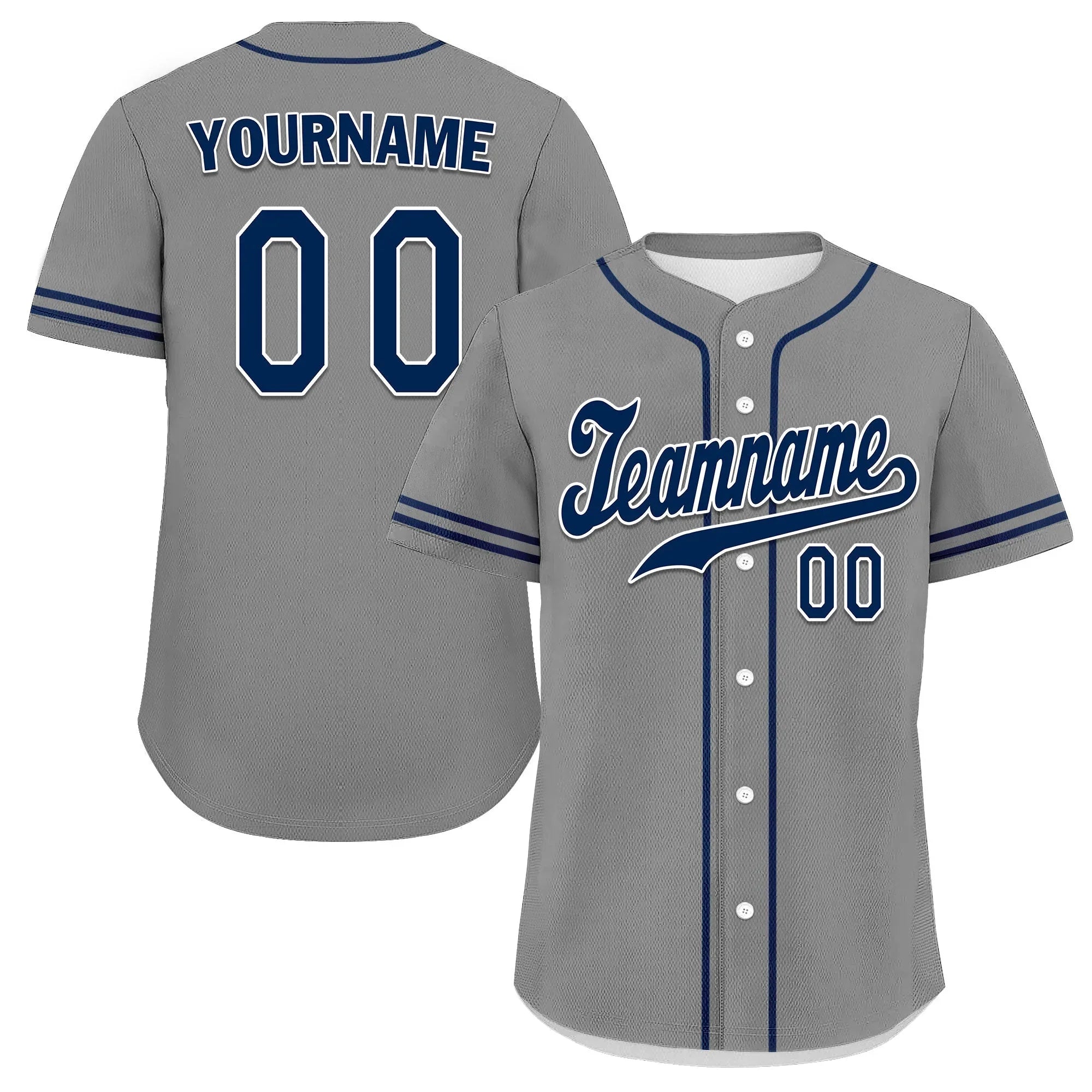 Custom Grey Classic Style Blue Personalized Authentic Baseball Jersey UN002-bd0b00d8-ac - Coolcustomize