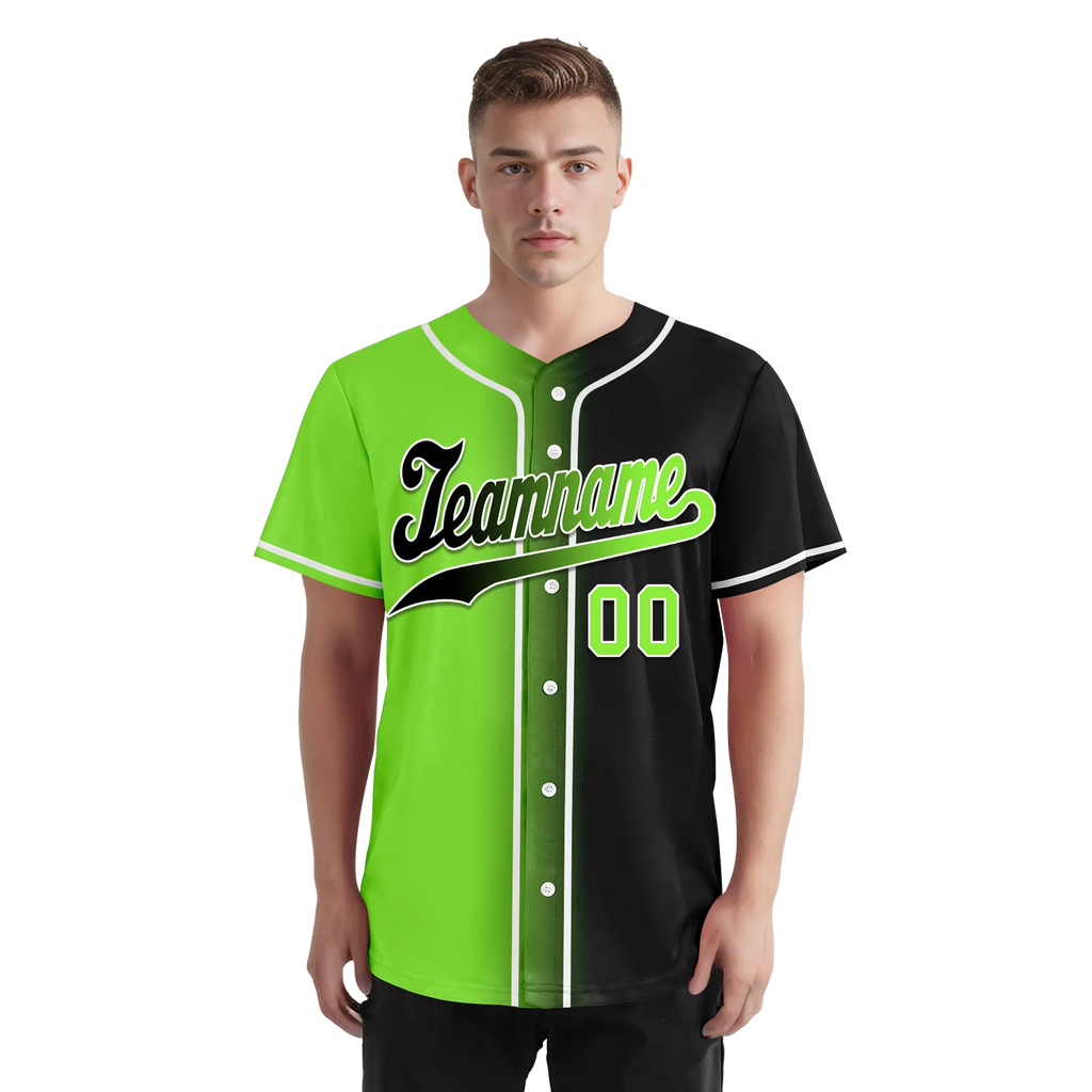 Custom Green Black Gradient Fashion Personalized Authentic Baseball Jersey BSBJ01-D0a709c - Coolcustomize