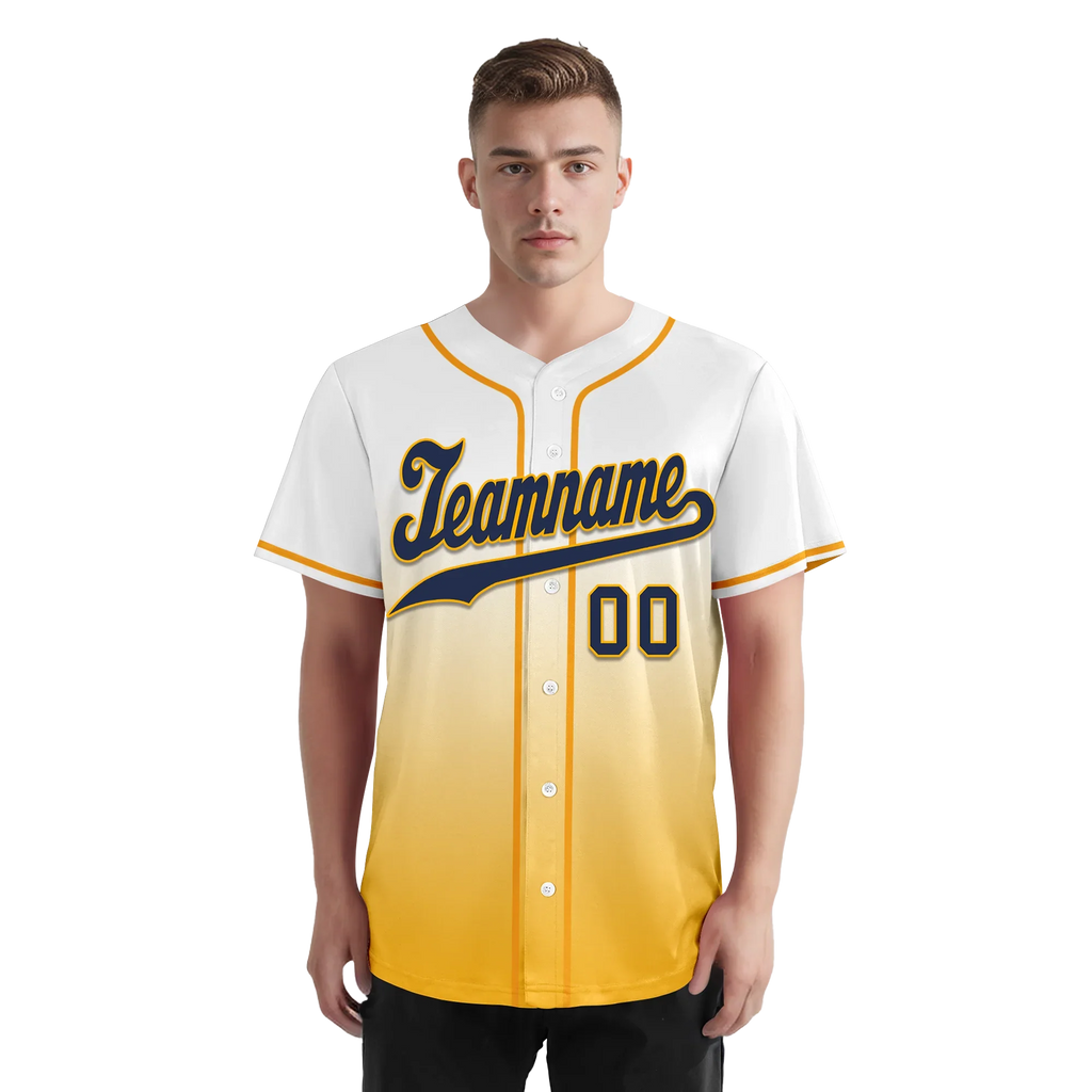 Custom White Yellow Fade Fashion Personalized Authentic Baseball Jersey BSBJ01-D0a70dc - Coolcustomize