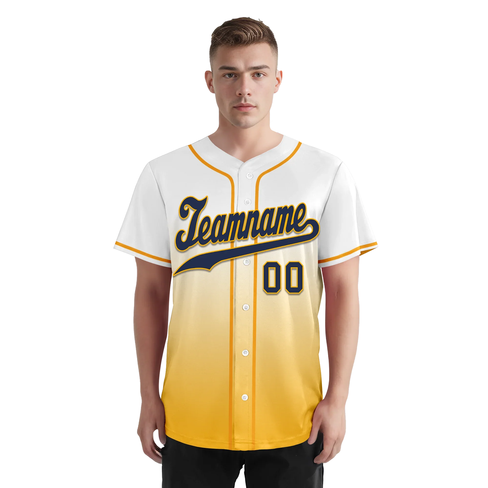 Custom White Yellow Fade Fashion Personalized Authentic Baseball Jersey BSBJ01-D0a70dc - Coolcustomize