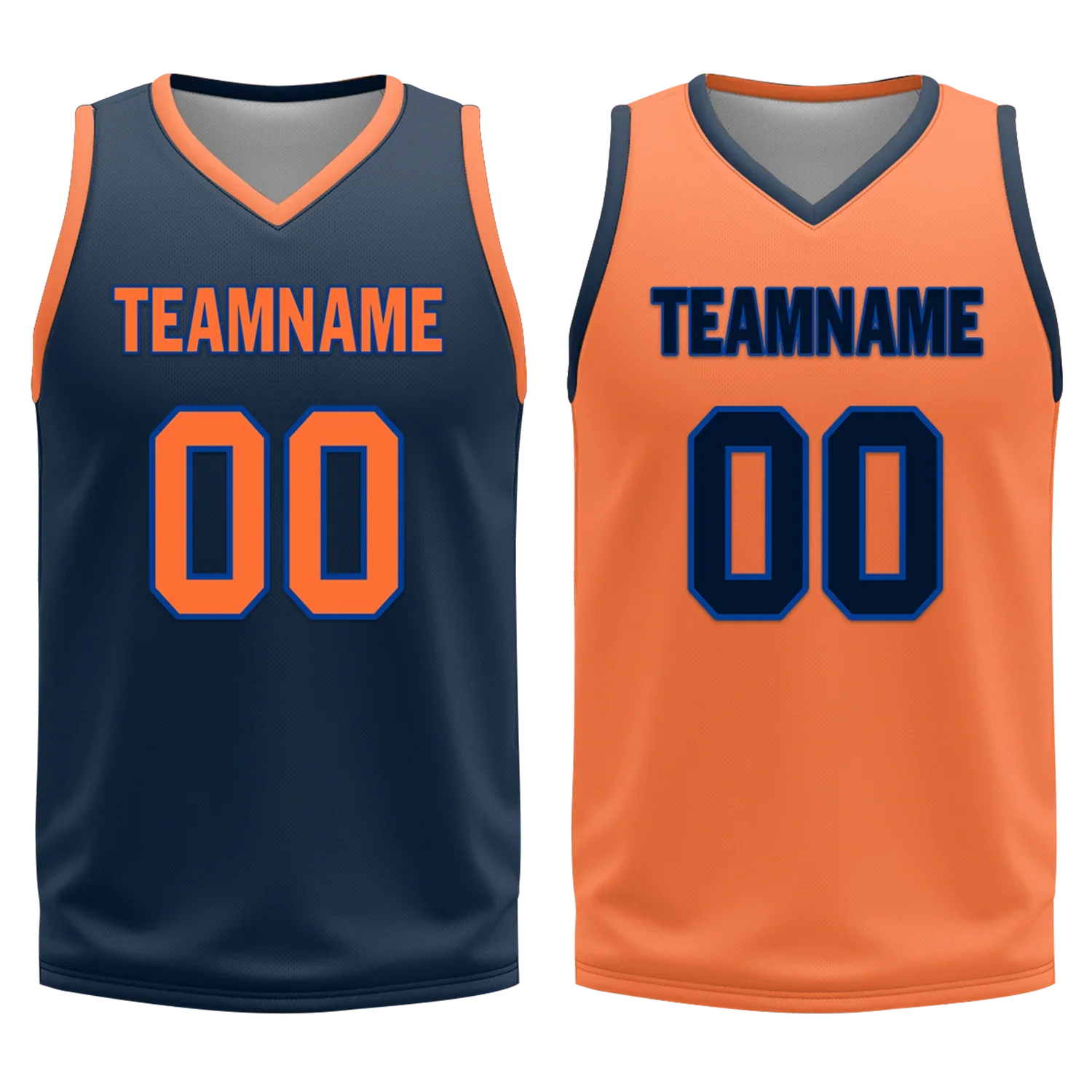 Custom Blue Orange Classic Style Reversible Basketball Uniform Personalized Ordinary BBJR-D017015 - Coolcustomize
