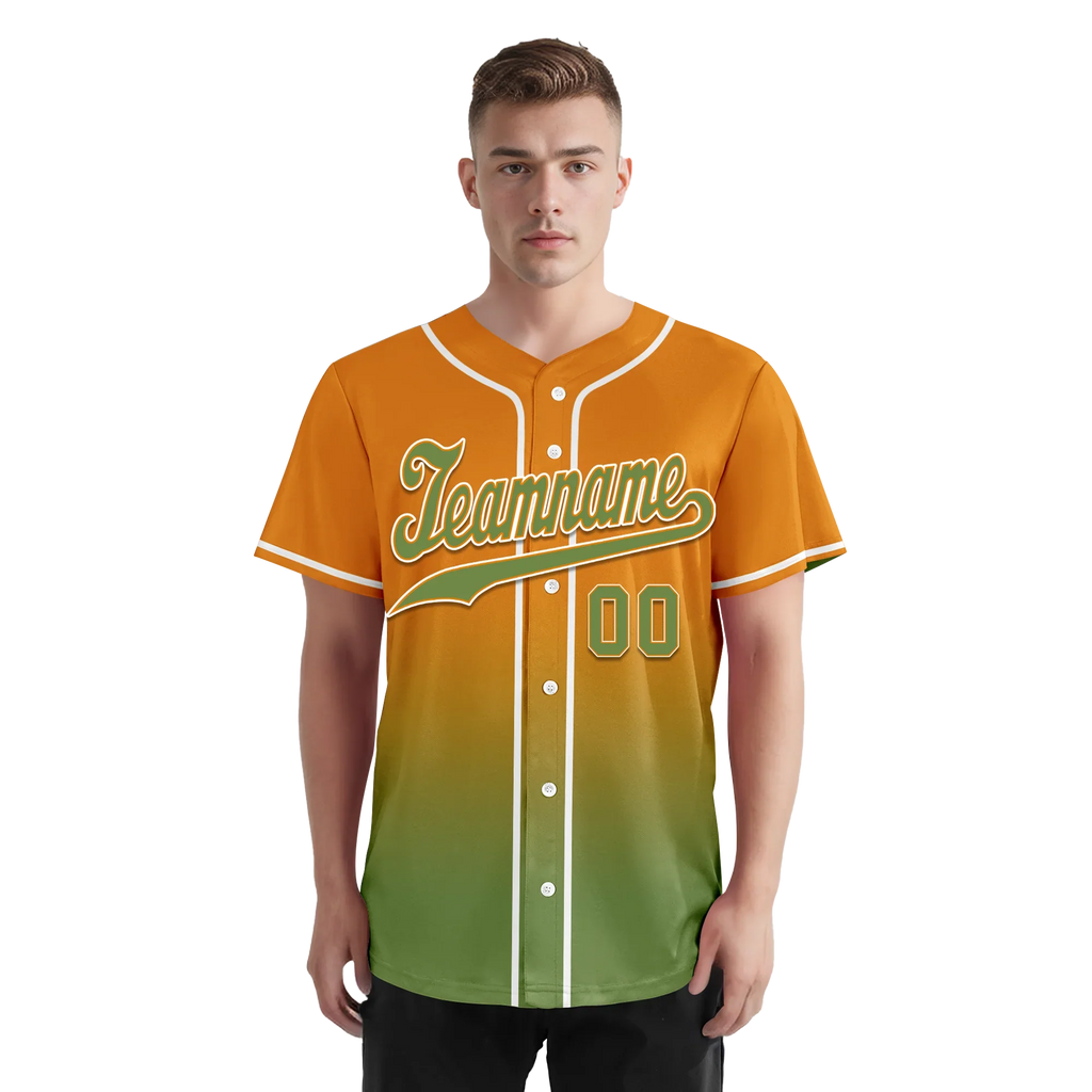 Custom Orange Green Fade Fashion Personalized Authentic Baseball Jersey BSBJ01-D0a70b9 - Coolcustomize