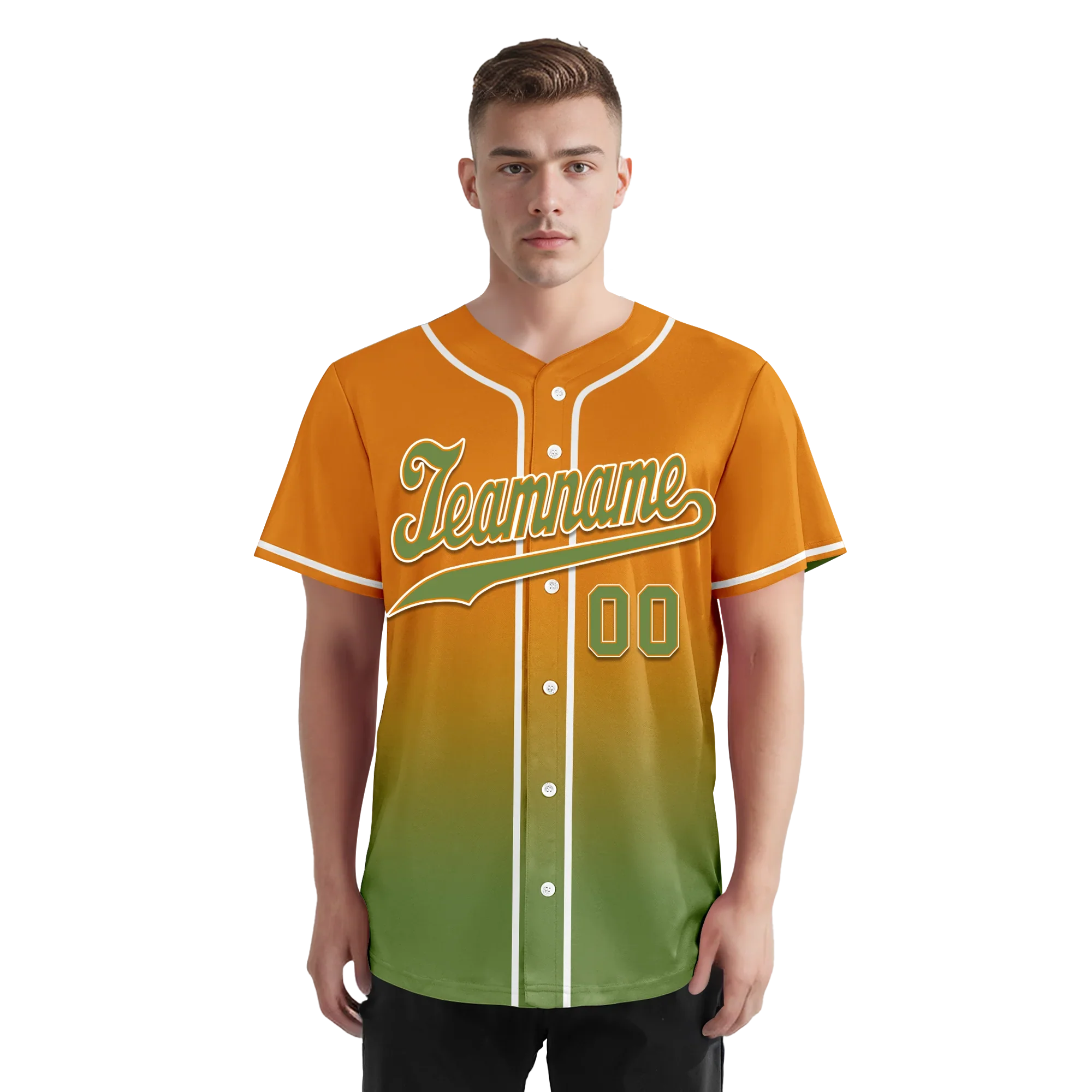 Custom Orange Green Fade Fashion Personalized Authentic Baseball Jersey BSBJ01-D0a70b9 - Coolcustomize