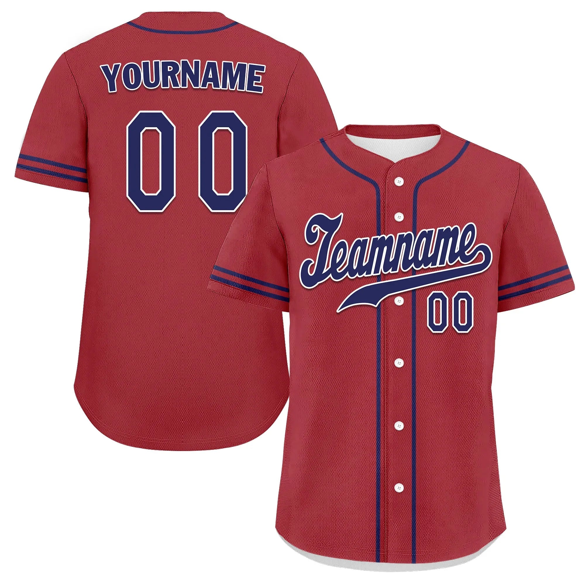 Custom Red Classic Style Blue Personalized Authentic Baseball Jersey UN002-bd0b00d8-ba - Coolcustomize