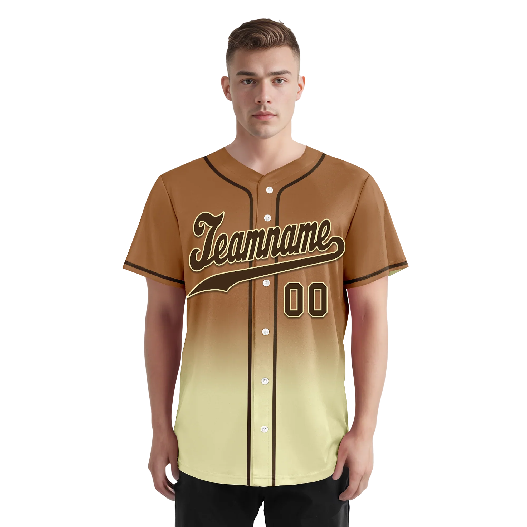 Custom Brown Yellow Fade Fashion Personalized Authentic Baseball Jersey BSBJ01-D0a70ff - Coolcustomize