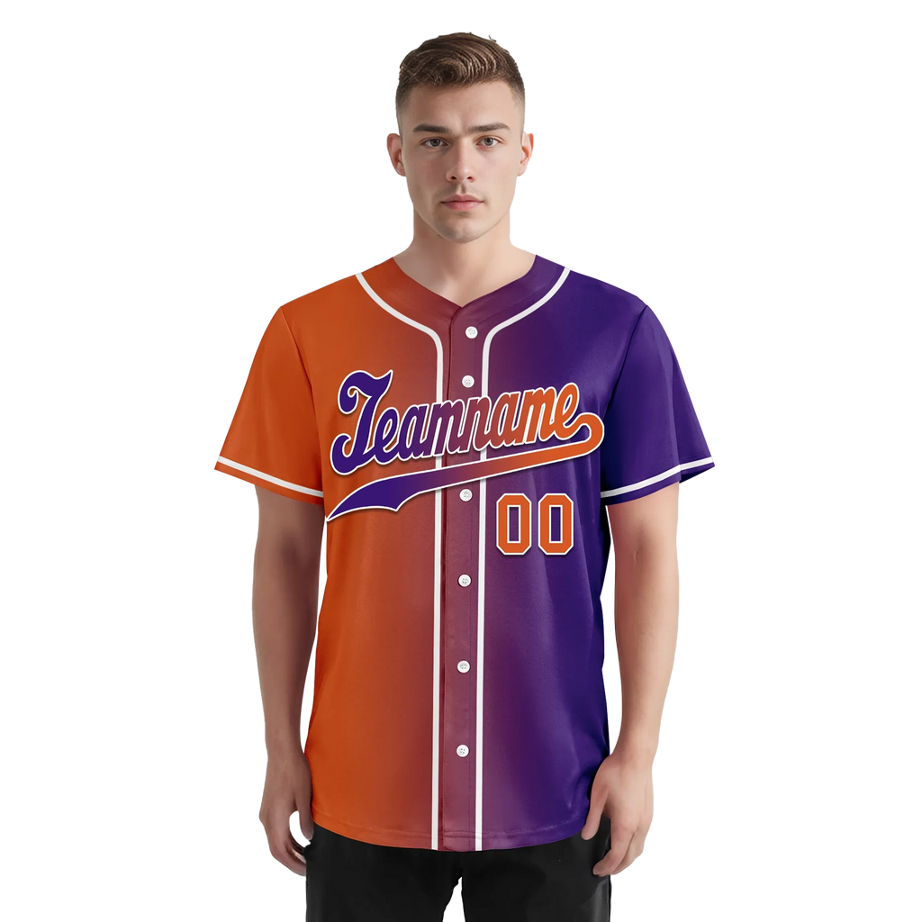 Custom Orange Purple Gradient Fashion Personalized Authentic Baseball Jersey BSBJ01-D0a7a08 - Coolcustomize