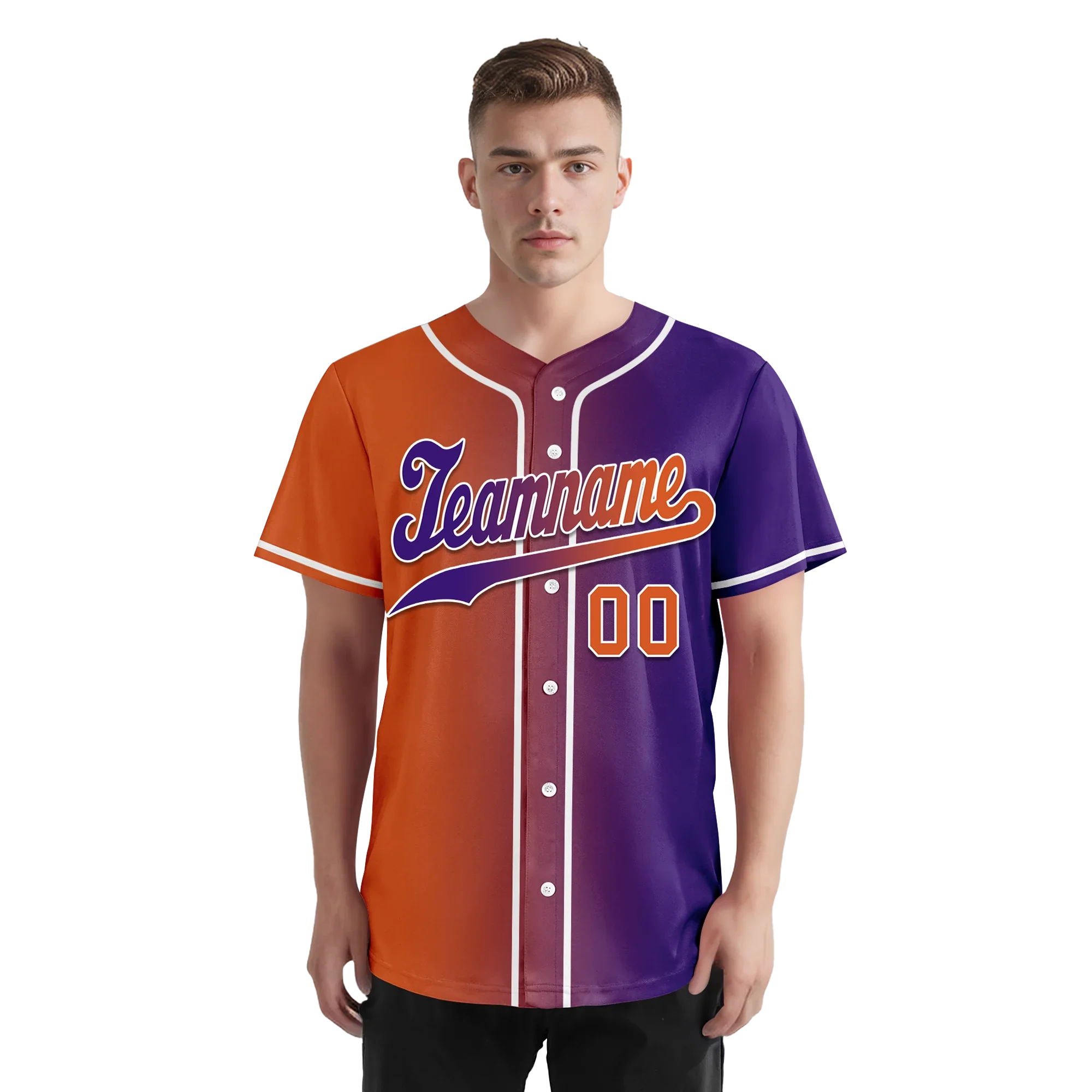Custom Orange Purple Gradient Fashion Personalized Authentic Baseball Jersey BSBJ01-D0a7a08 - Coolcustomize