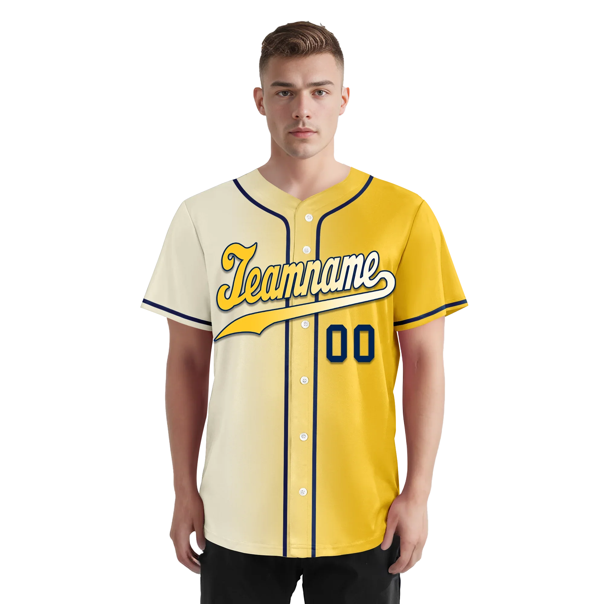 Custom White Yellow Gradient Fashion Personalized Authentic Baseball Jersey BSBJ01-D0a709f - Coolcustomize