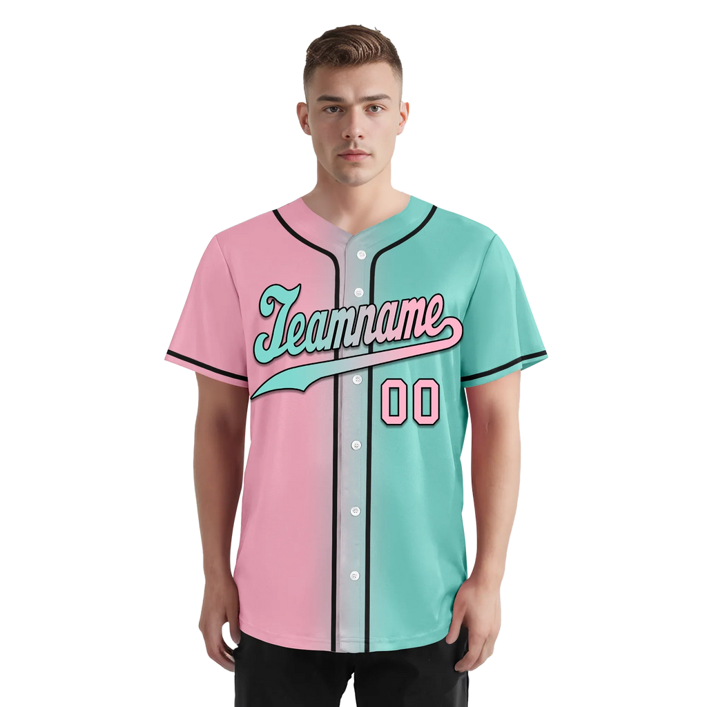 Custom Pink Cyan Gradient Fashion Personalized Authentic Baseball Jersey BSBJ01-D0a708b - Coolcustomize