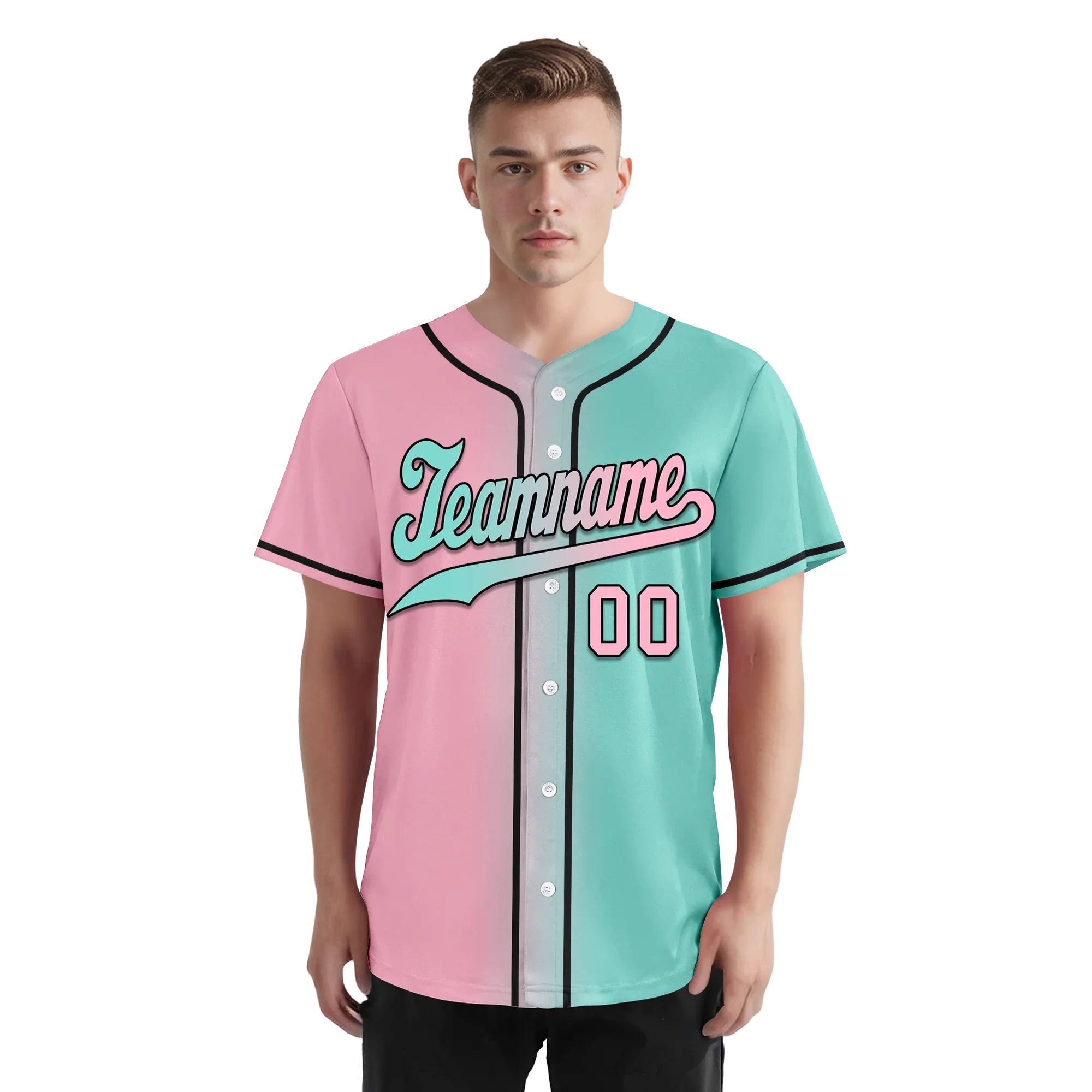 Custom Pink Cyan Gradient Fashion Personalized Authentic Baseball Jersey BSBJ01-D0a708b - Coolcustomize