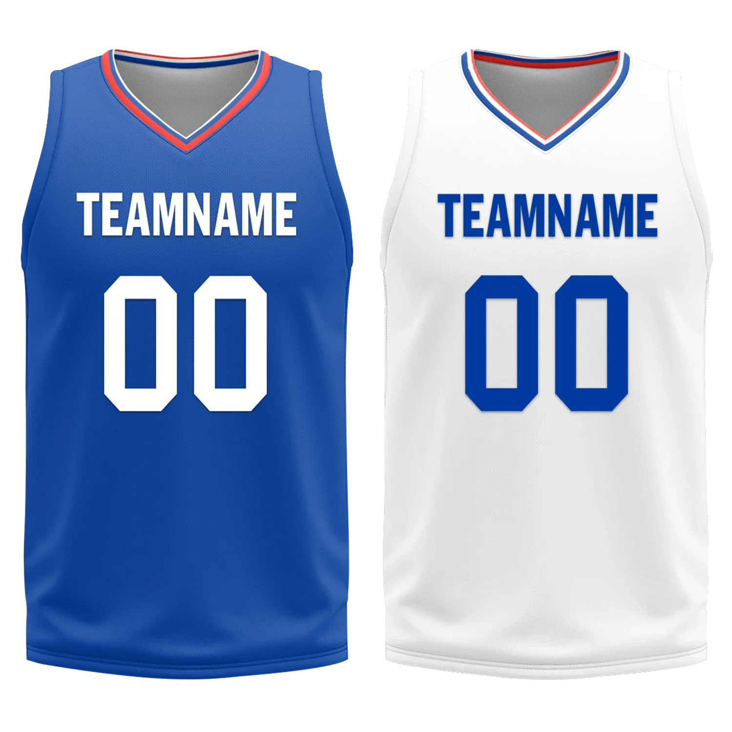 Custom Blue White Classic Style Reversible Basketball Uniform Personalized COOLMAX BBJR-D017031 - Coolcustomize