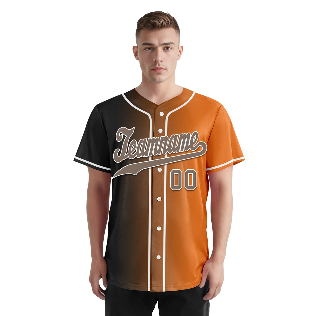 Custom Grey Orange Gradient Fashion Personalized Authentic Baseball Jersey BSBJ01-D0a7097 - Coolcustomize