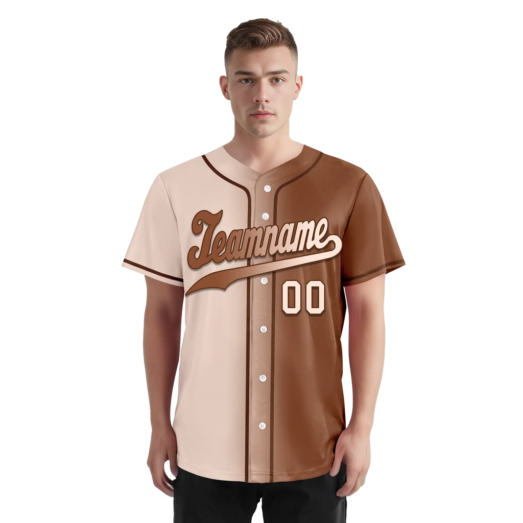 Custom Beige Brown Gradient Fashion Personalized Authentic Baseball Jersey BSBJ01-D0a708e - Coolcustomize
