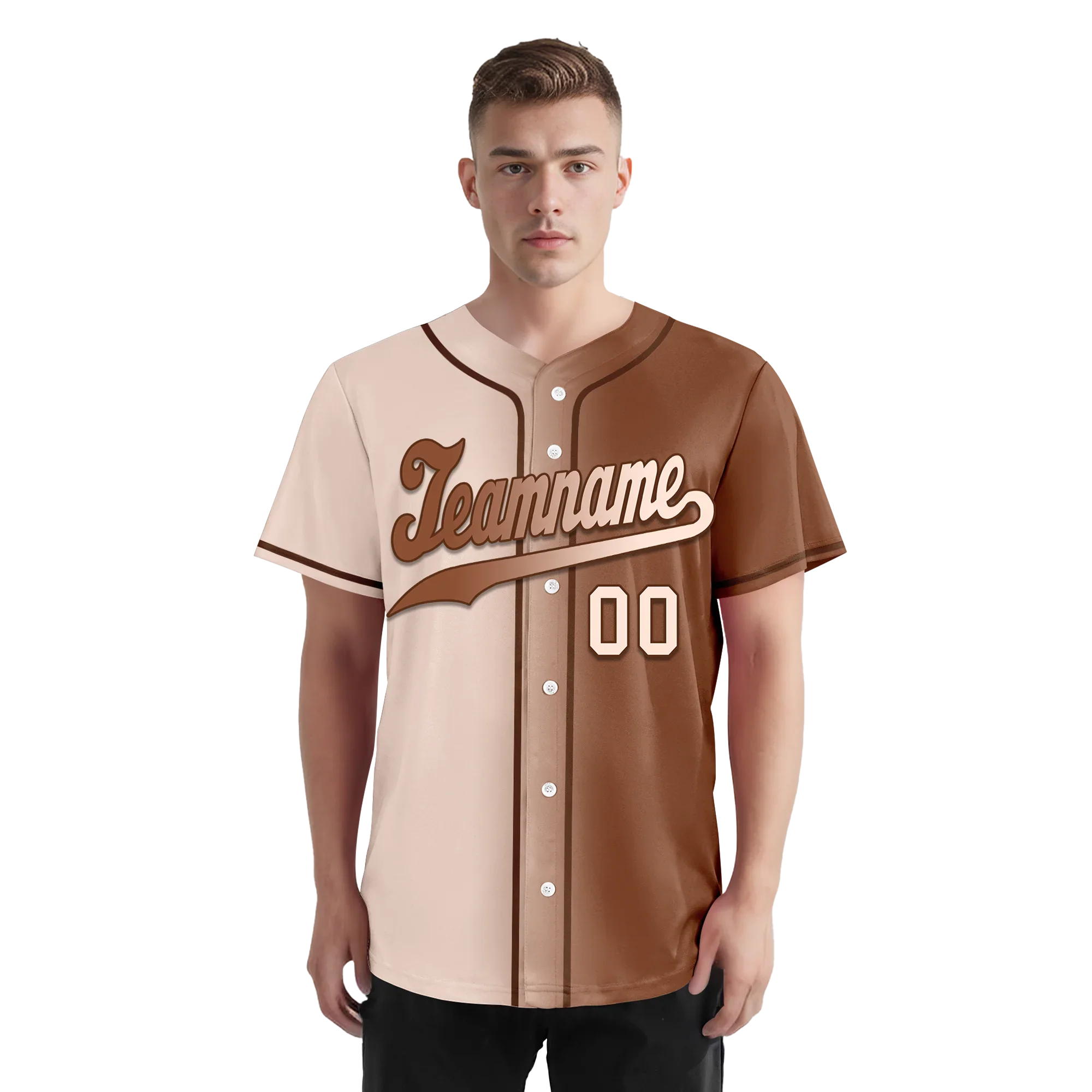 Custom Beige Brown Gradient Fashion Personalized Authentic Baseball Jersey BSBJ01-D0a708e - Coolcustomize