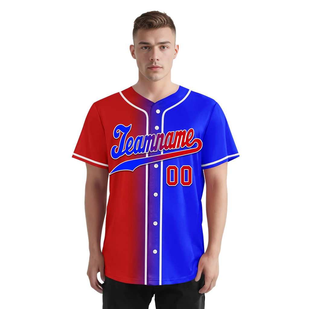 Custom Red Blue Gradient Fashion Personalized Authentic Baseball Jersey BSBJ01-D0a707b - Coolcustomize