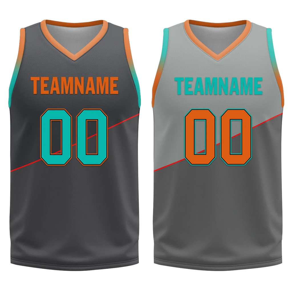 Custom Gray Classic Style Reversible Basketball Uniform Personalized COOLMAX BBJR-D017024 - Coolcustomize