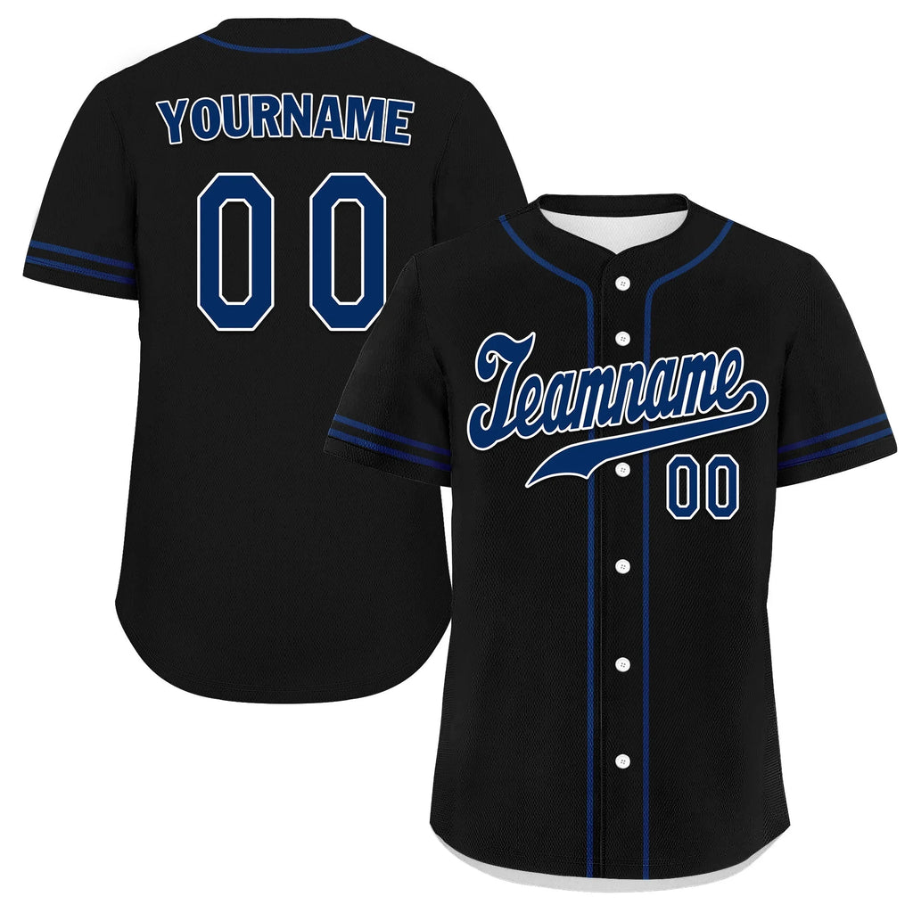 Custom Black Classic Style Blue Personalized Authentic Baseball Jersey UN002-bd0b00d8-bd - Coolcustomize