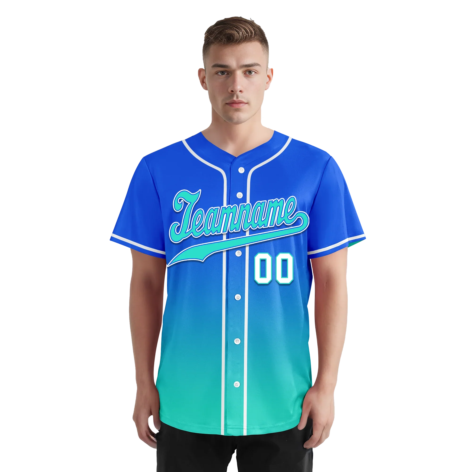 Custom Blue Cyan Fade Fashion Personalized Authentic Baseball Jersey BSBJ01-D0a70d8 - Coolcustomize