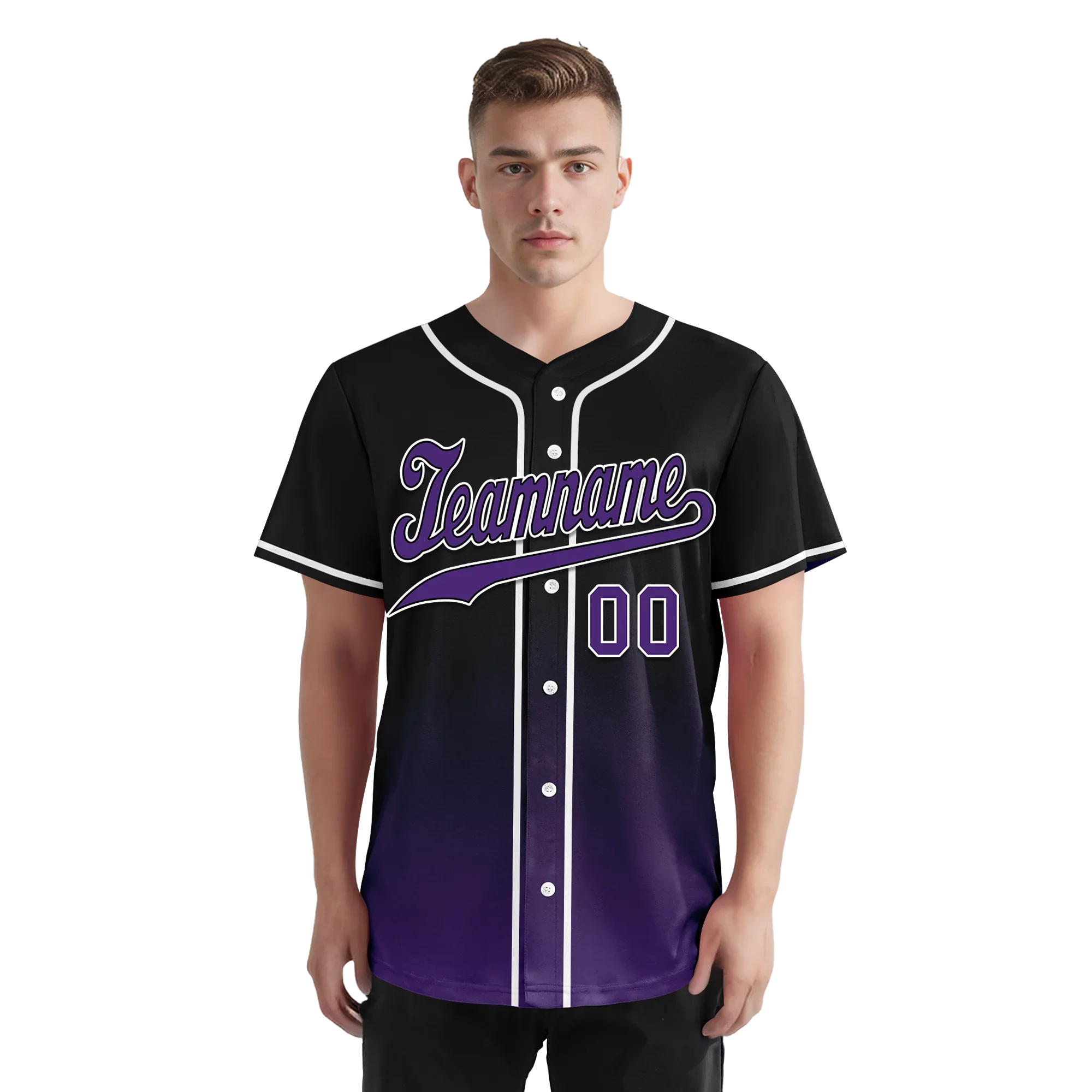 Custom Black Purple Fade Fashion Personalized Authentic Baseball Jersey BSBJ01-D0a70d0 - Coolcustomize