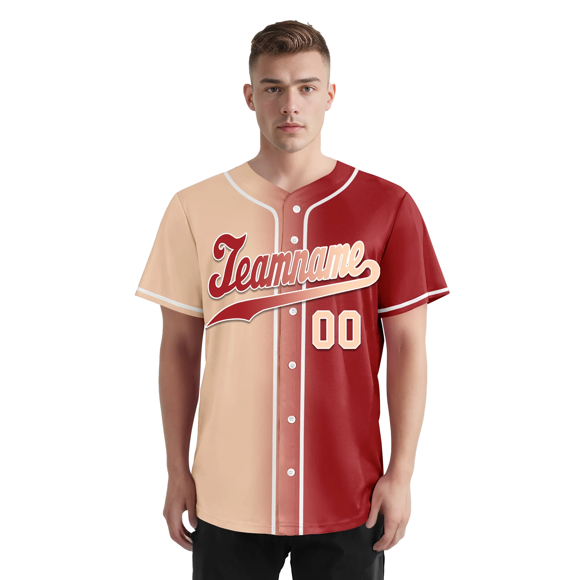Custom Beige Red Gradient Fashion Personalized Authentic Baseball Jersey BSBJ01-D0a708f - Coolcustomize
