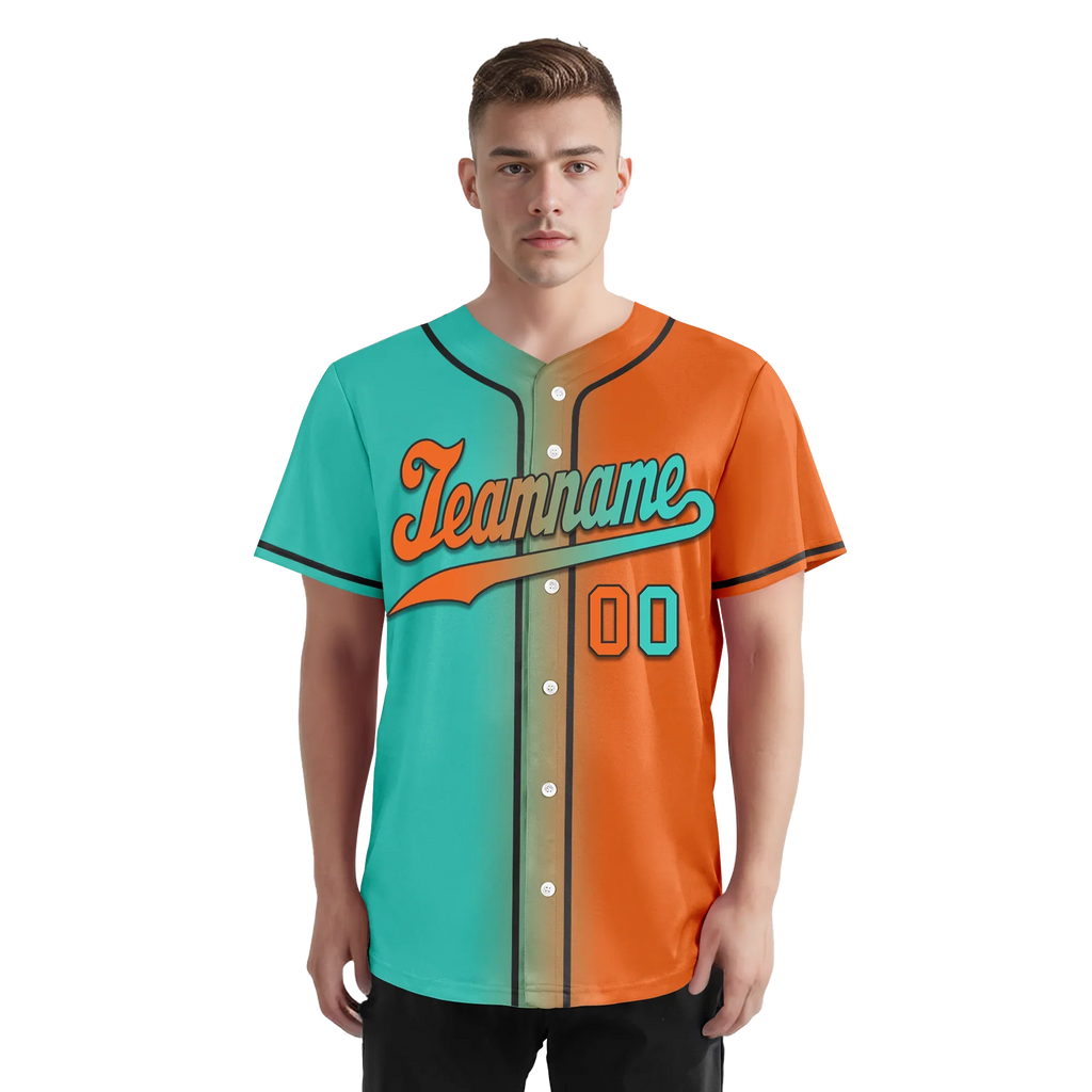 Custom Cyan Orange Gradient Fashion Personalized Authentic Baseball Jersey BSBJ01-D0a7087 - Coolcustomize