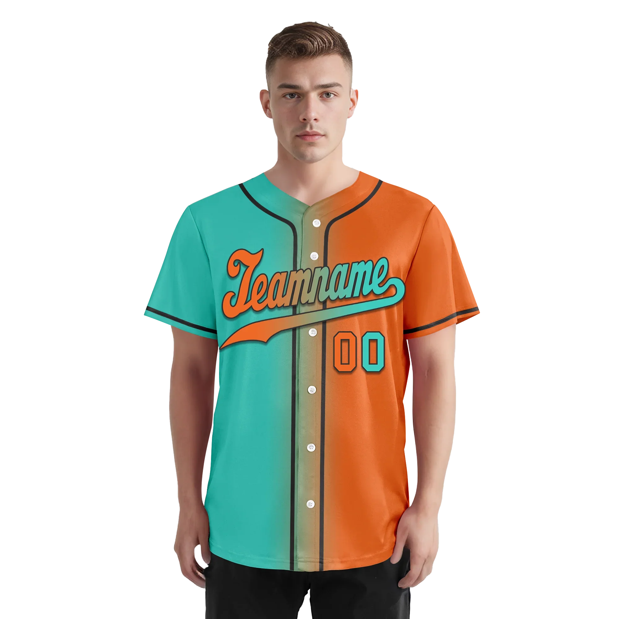 Custom Cyan Orange Gradient Fashion Personalized Authentic Baseball Jersey BSBJ01-D0a7087 - Coolcustomize