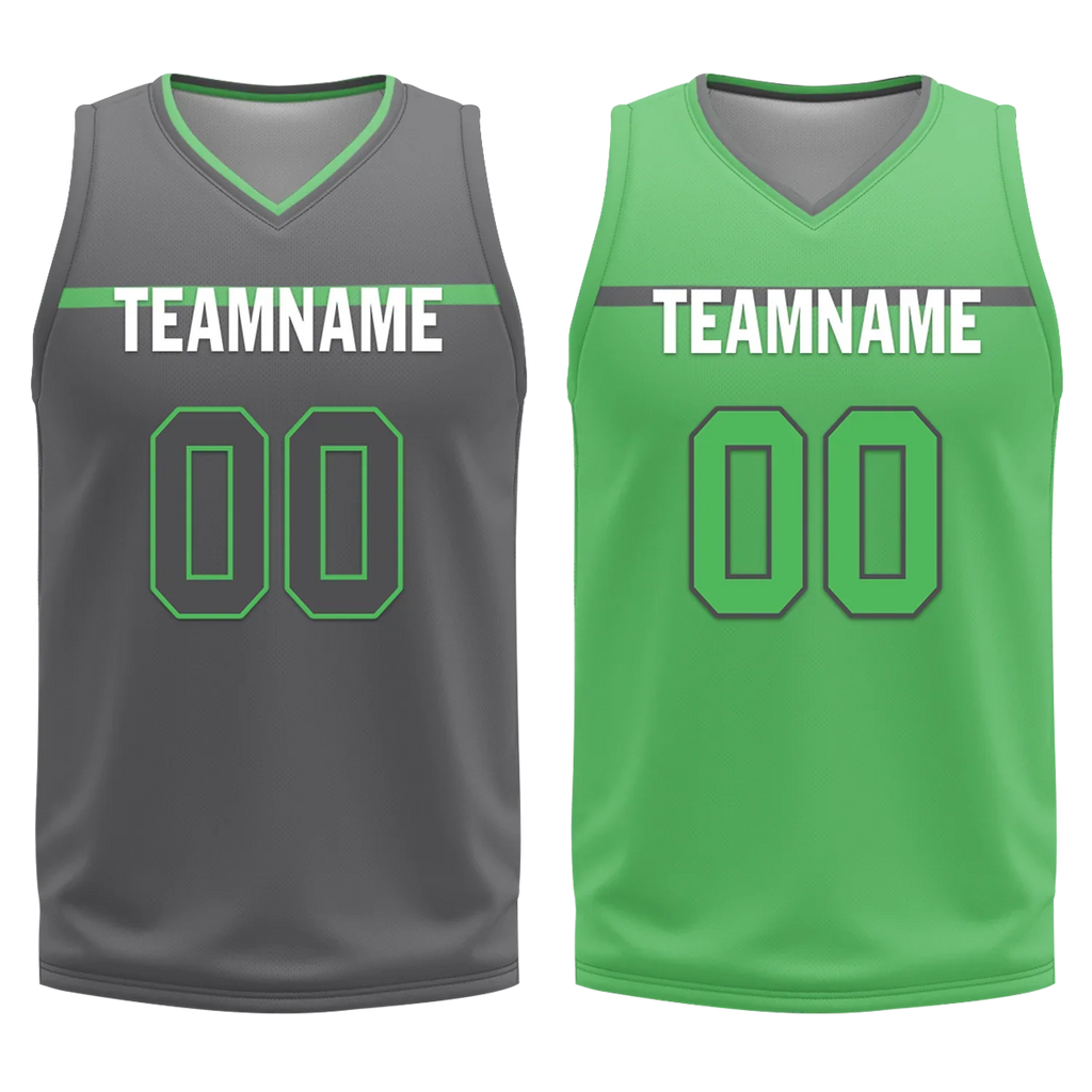 Custom Gray Green Classic Style Reversible Basketball Uniform Personalized Ordinary BBJR-D017046 - Coolcustomize