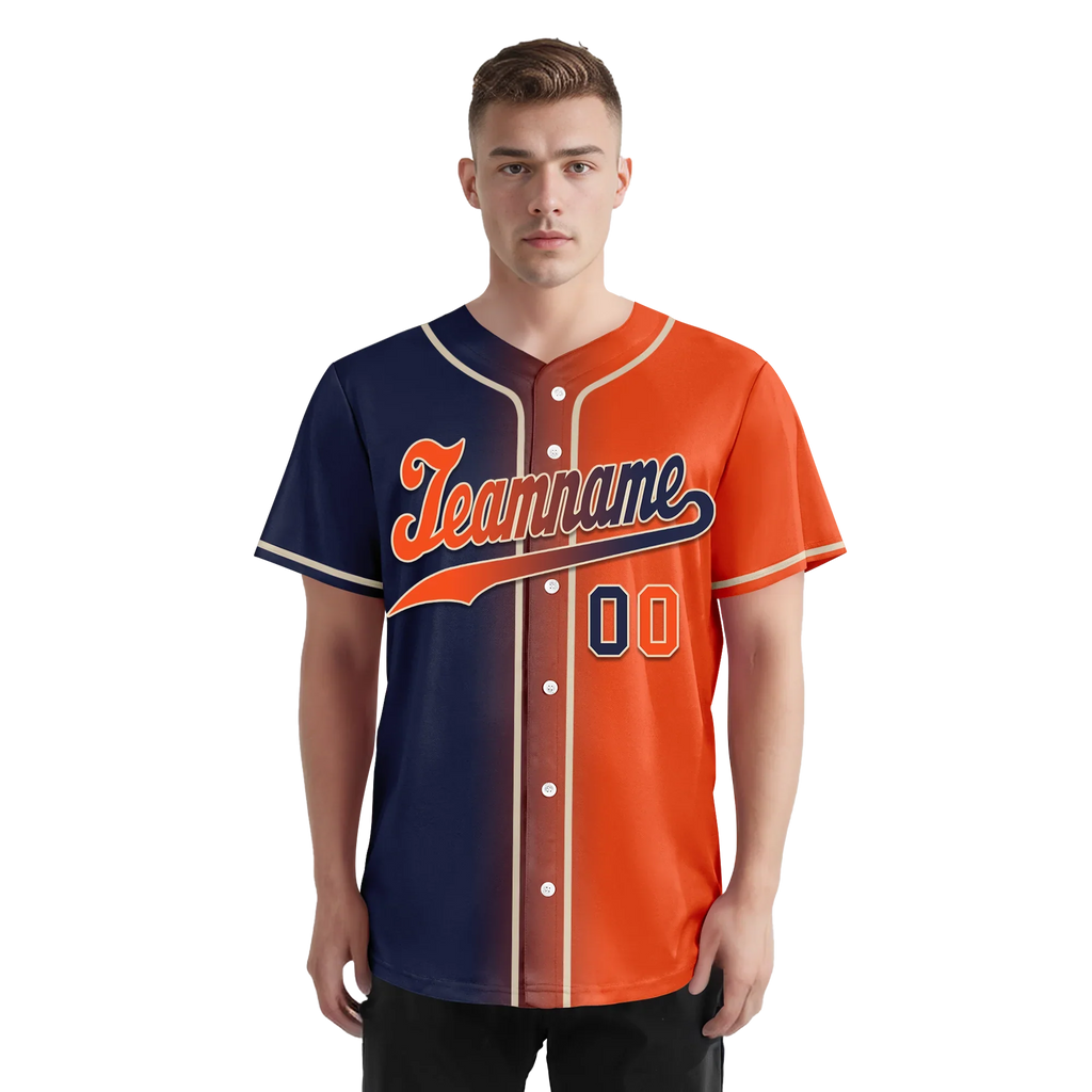 Custom Blue Orange Gradient Fashion Personalized Authentic Baseball Jersey BSBJ01-D0a7089 - Coolcustomize
