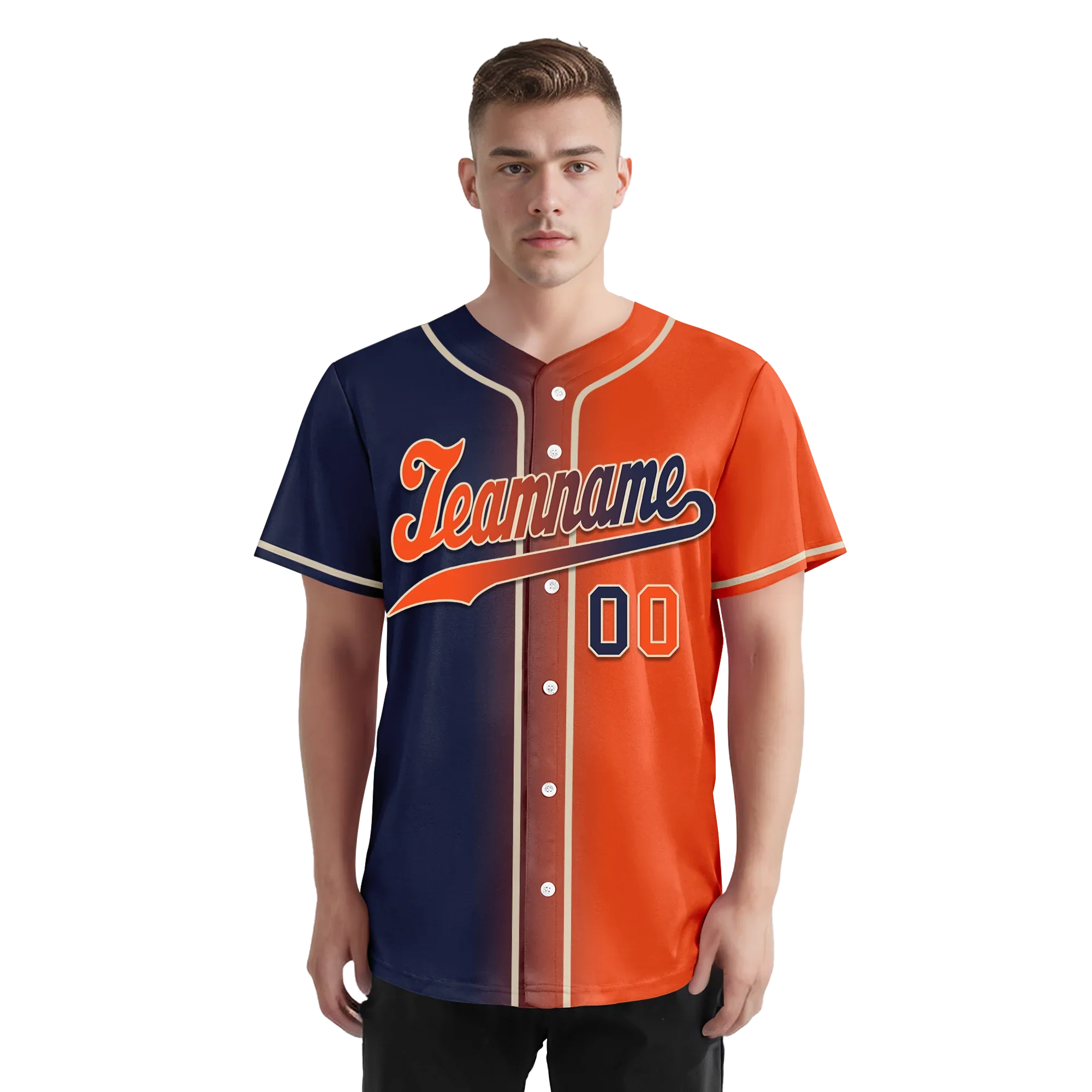 Custom Blue Orange Gradient Fashion Personalized Authentic Baseball Jersey BSBJ01-D0a7089 - Coolcustomize