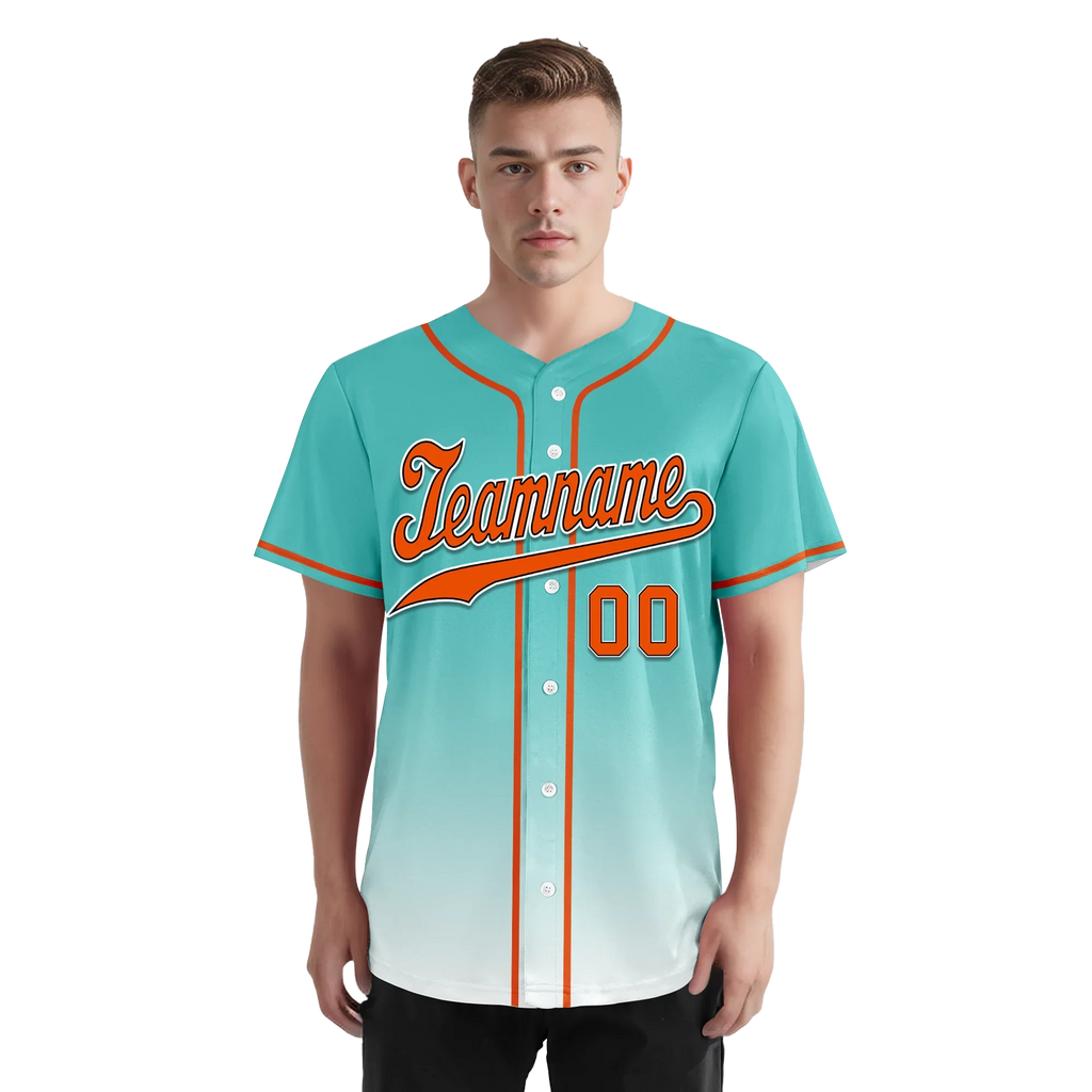 Custom Cyan White Fade Fashion Personalized Authentic Baseball Jersey BSBJ01-D0a70e8 - Coolcustomize