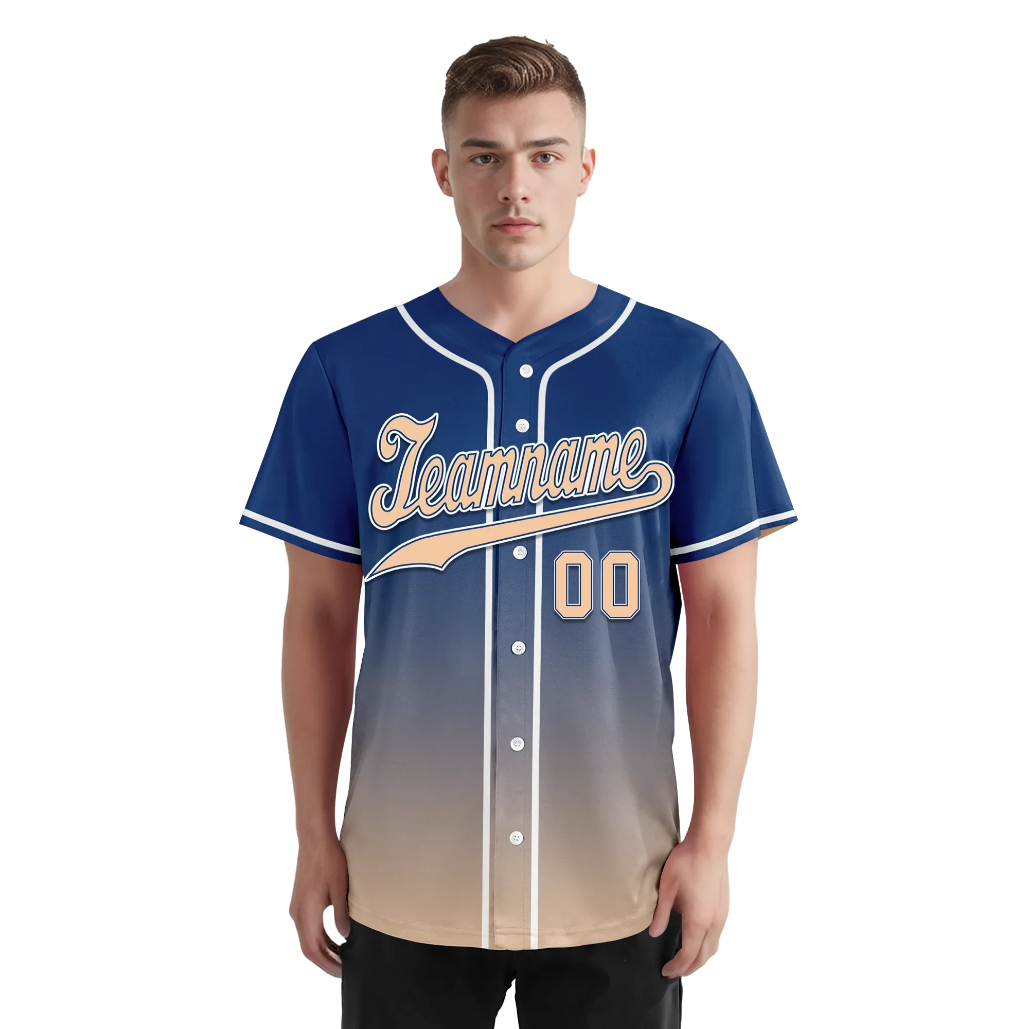 Custom Blue Beige Fade Fashion Personalized Authentic Baseball Jersey BSBJ01-D0a70da - Coolcustomize