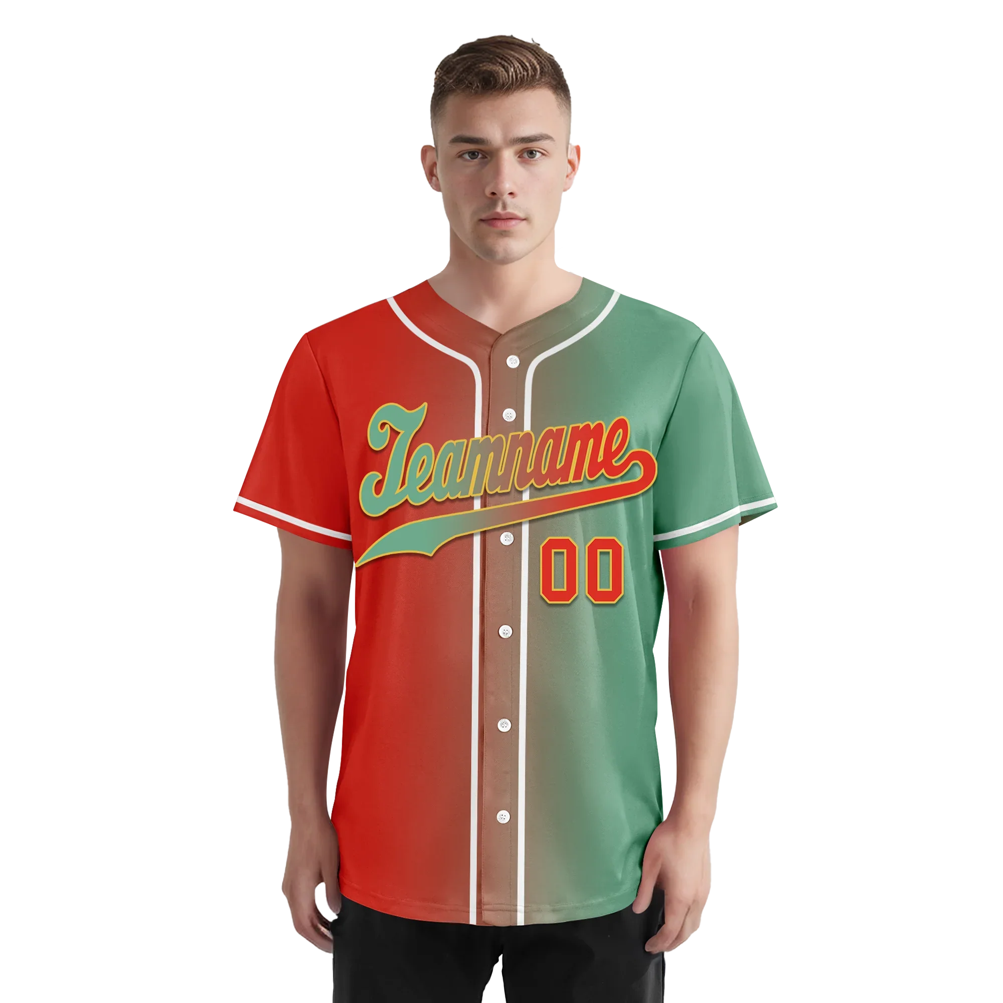Custom Red Green Gradient Fashion Personalized Authentic Baseball Jersey BSBJ01-D0a7a09 - Coolcustomize